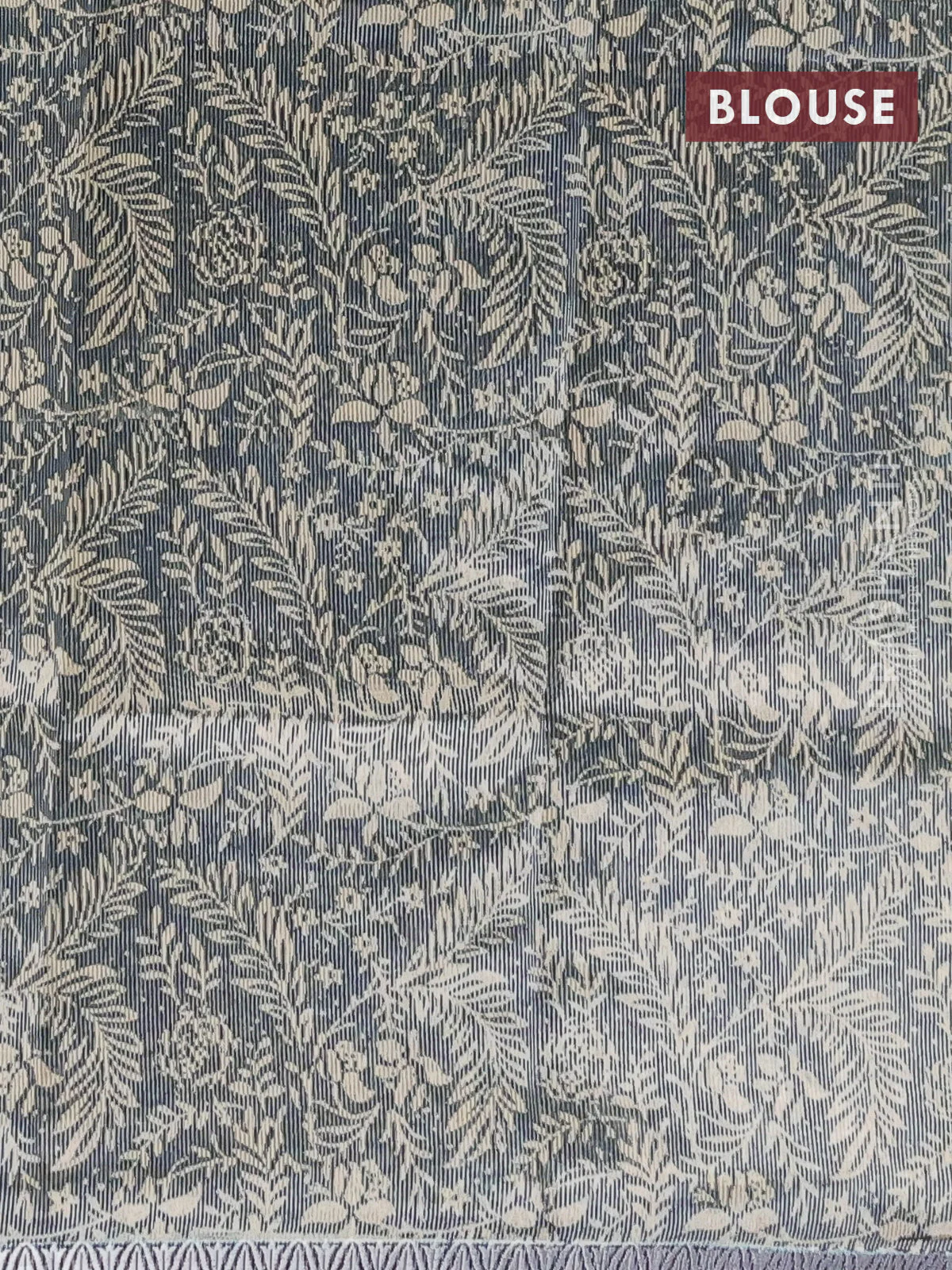 Chanderi silk cotton saree green shade and peacock blue with allover prints and small zari woven border - Image 4