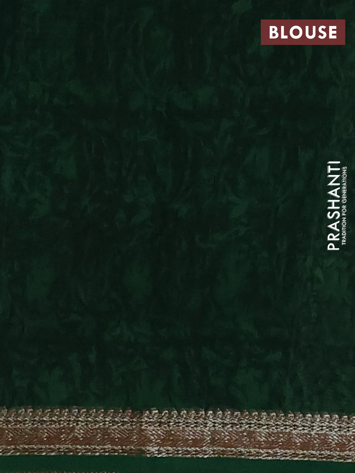Chanderi silk cotton saree green with allover prints and banarasi style border - Image 4