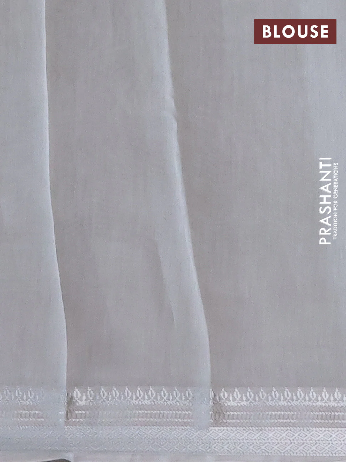 Chanderi silk cotton saree grey shade with allover floral prints and silver zari woven border - Image 4