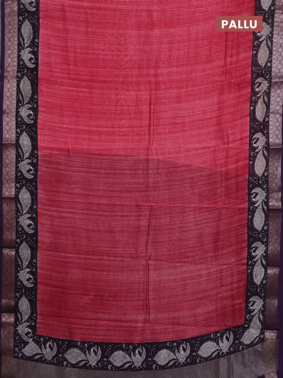 Chanderi silk cotton saree maroon and jamun shade with plain body and banarasi style border - Image 3
