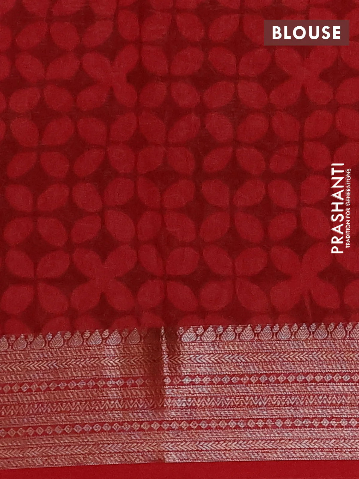 Chanderi silk cotton saree maroon with allover prints and banarasi style border - Image 4