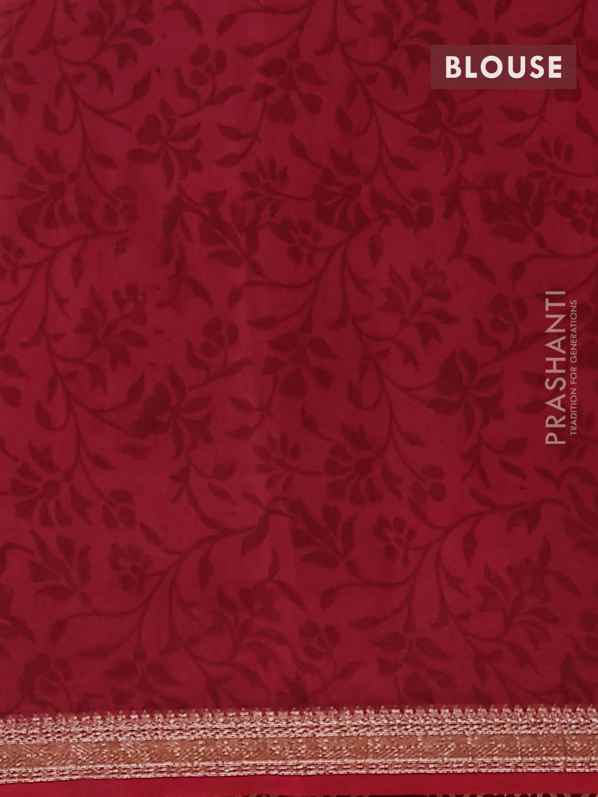 Chanderi silk cotton saree maroon with allover prints and banarasi style border - Image 4