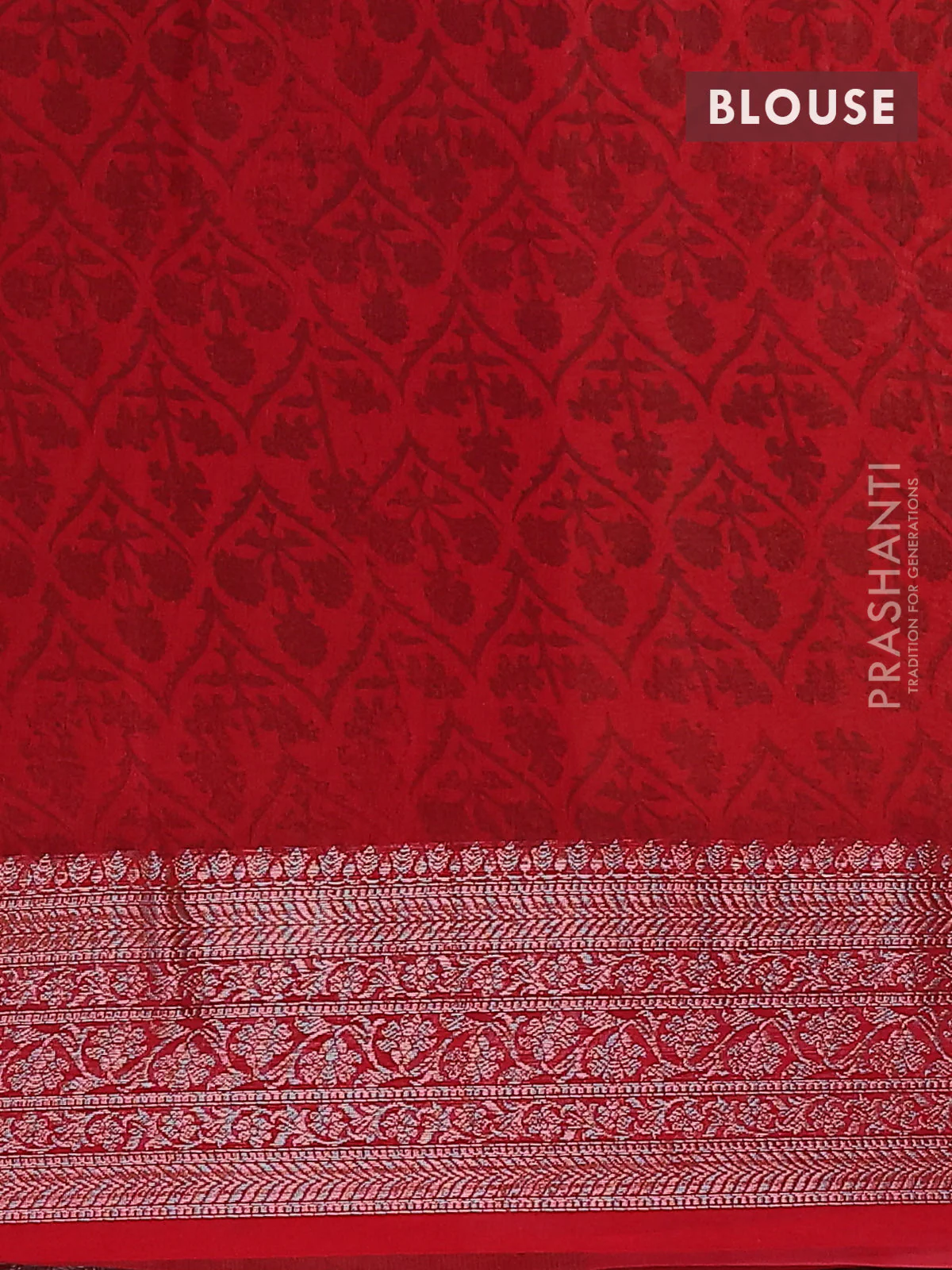 Chanderi silk cotton saree maroon with allover prints and banarasi style border - Image 4