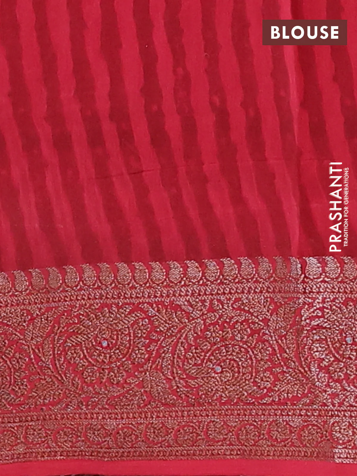 Chanderi silk cotton saree maroon with allover prints & mirror work and banarasi style border - Image 4