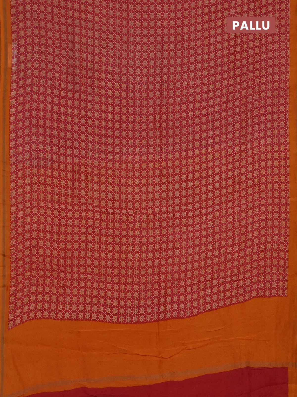 Chanderi silk cotton saree mauve pink and orange with allover prints and zari woven borde - Image 3