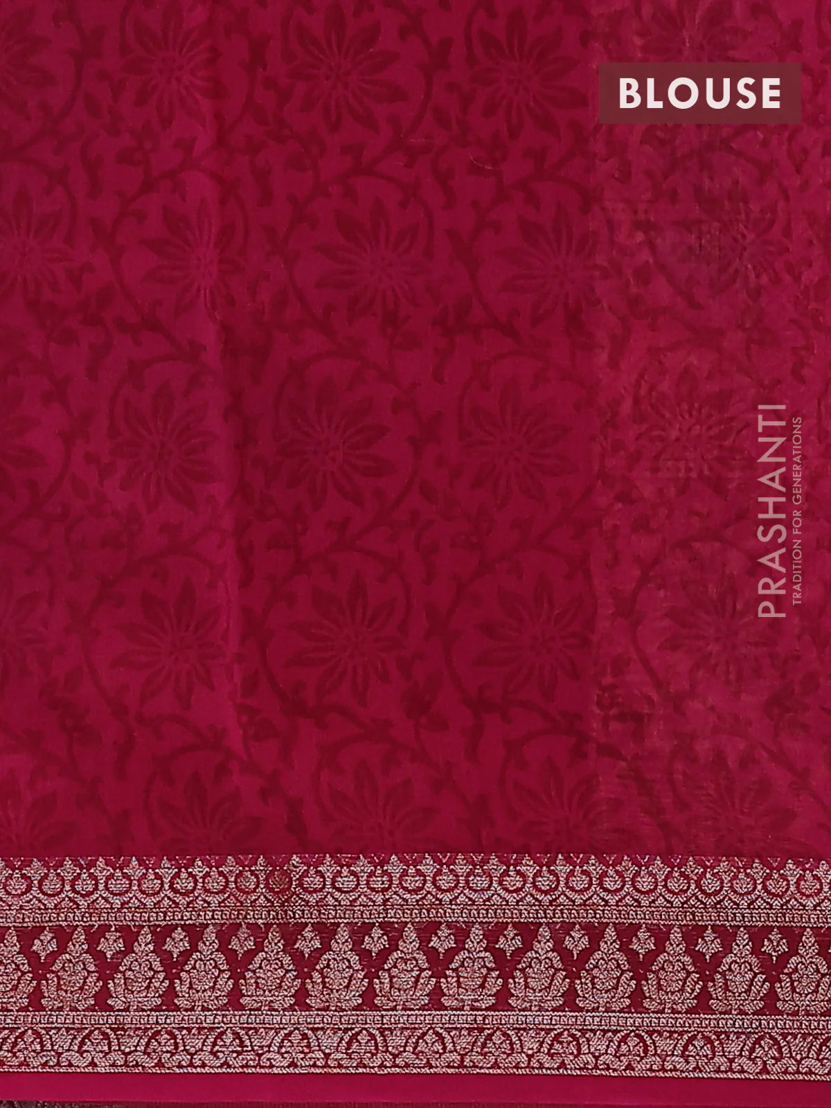 Chanderi silk cotton saree mauve pink with allover prints and banarasi style border - Image 4