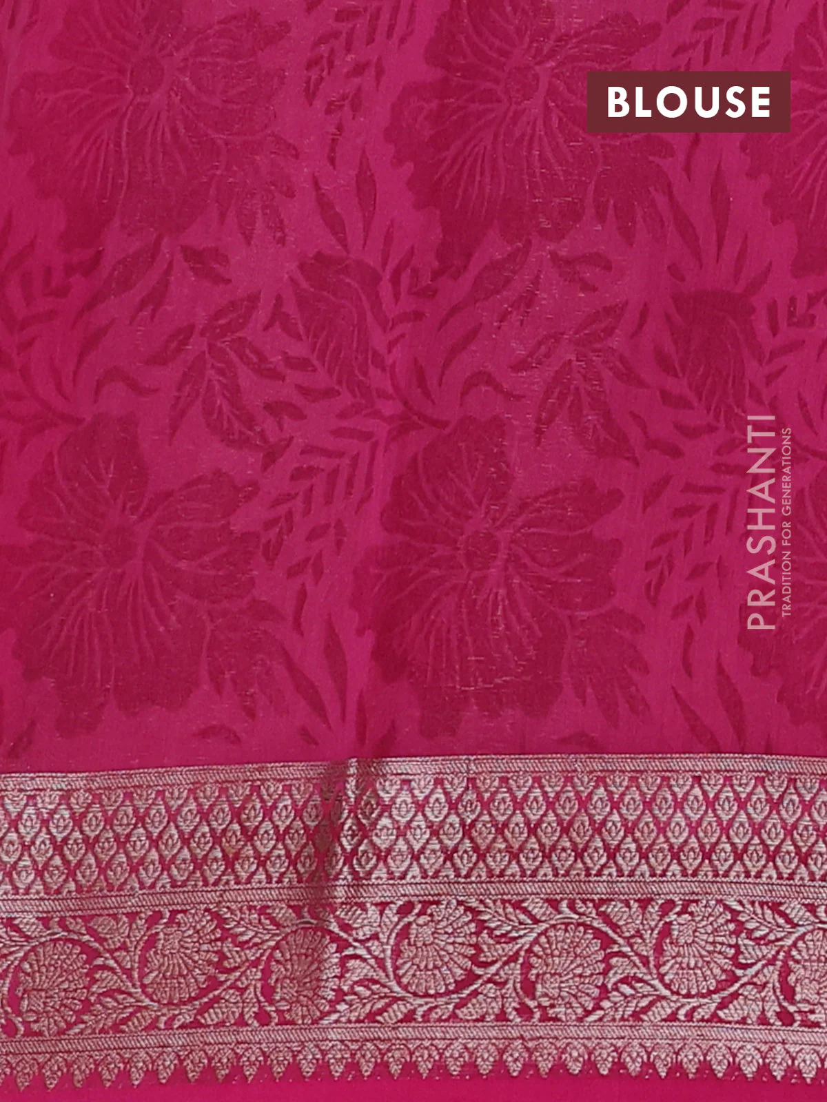 Chanderi silk cotton saree mauve pink with allover prints and banarasi style border - Image 4