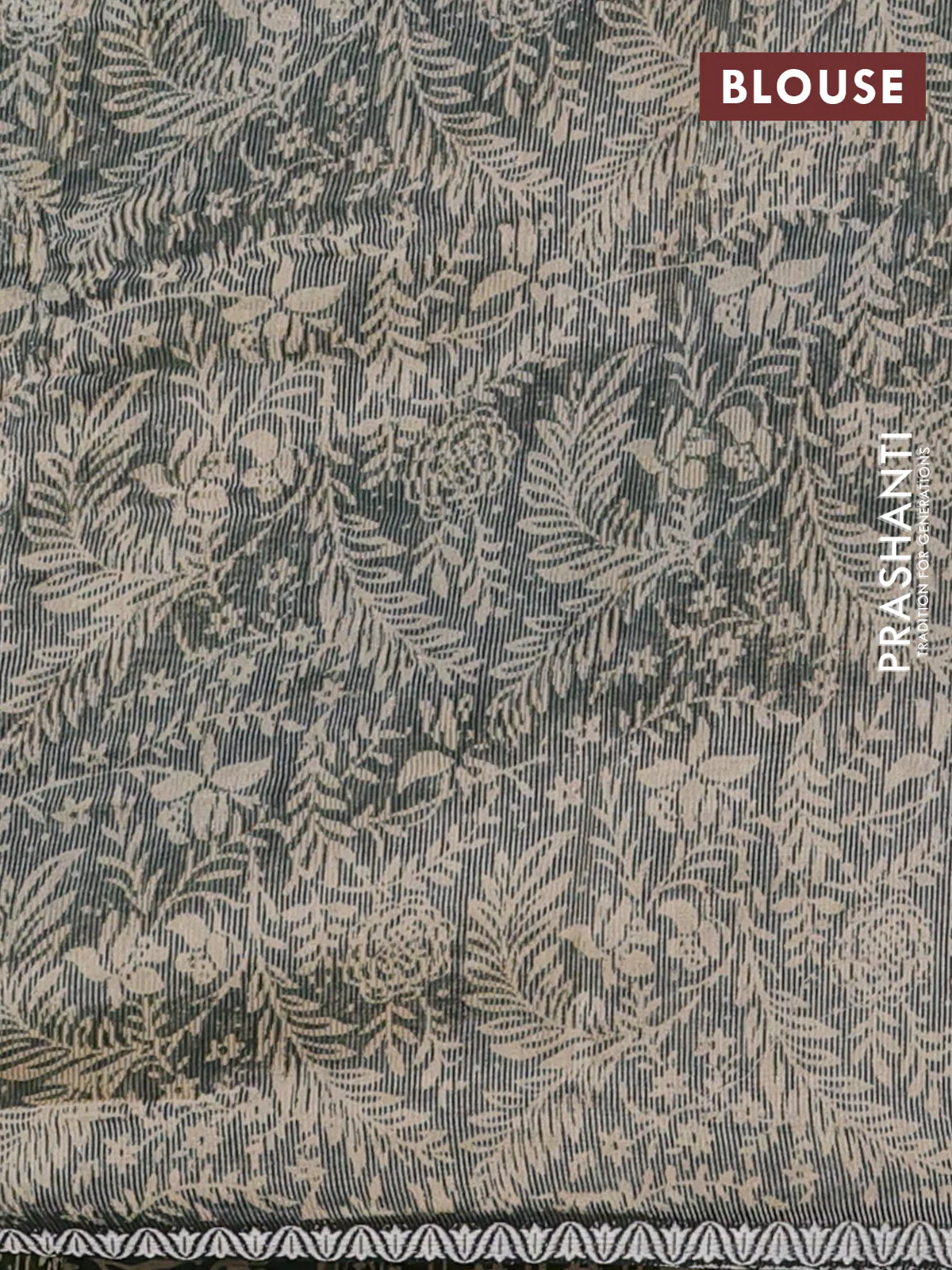 Chanderi silk cotton saree mehendi green and green shade with allover prints and small zari woven border - Image 4