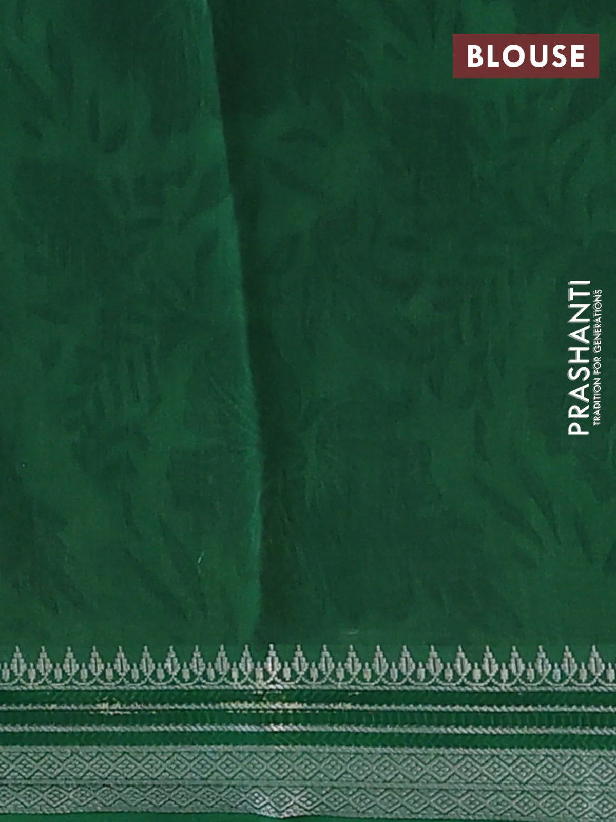 Chanderi silk cotton saree multi colour and green with allover geometric prints and silver zari woven border - Image 4