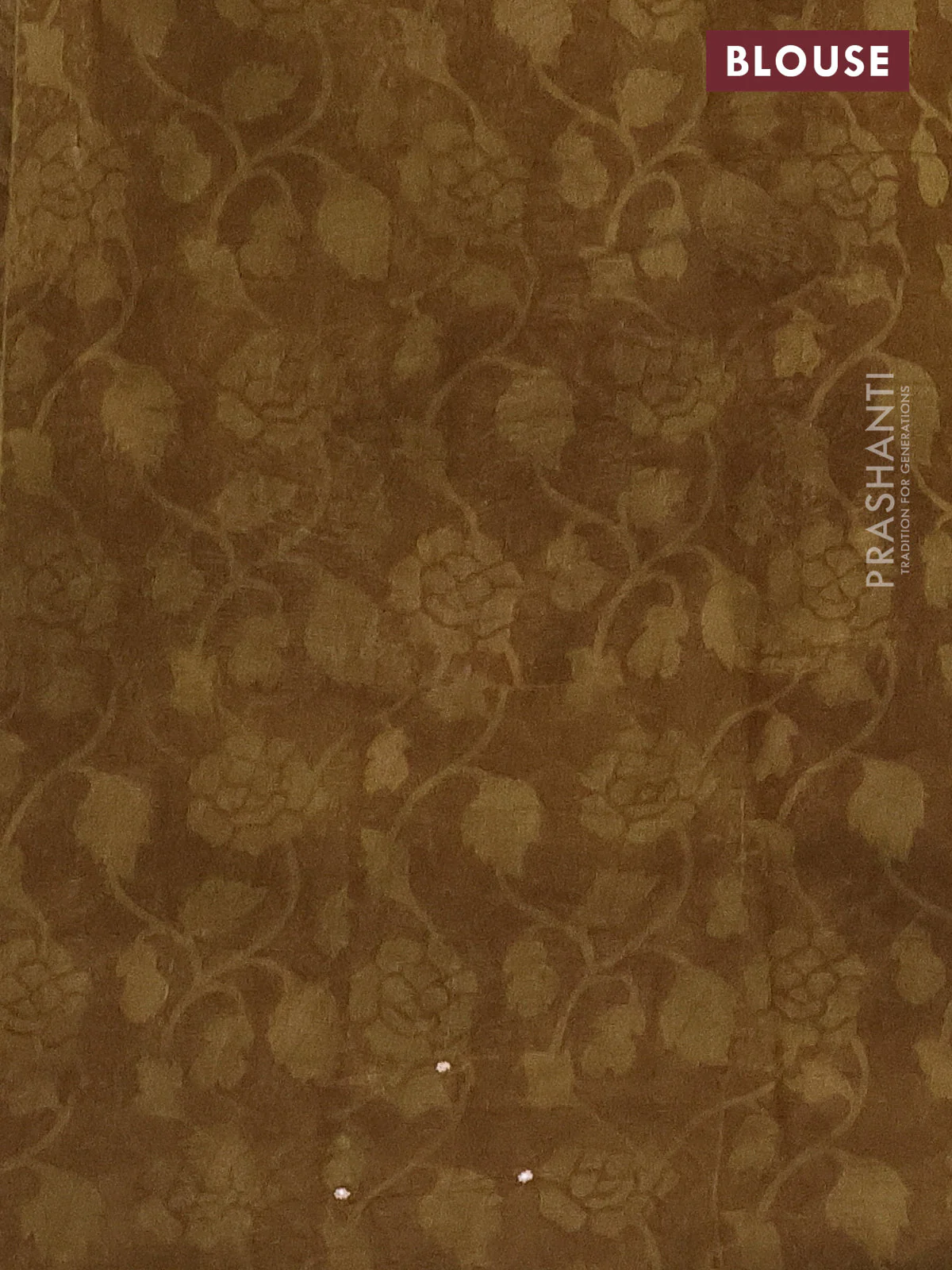 Chanderi silk cotton saree mustard green with allover prints & mirror work and printed border - Image 4
