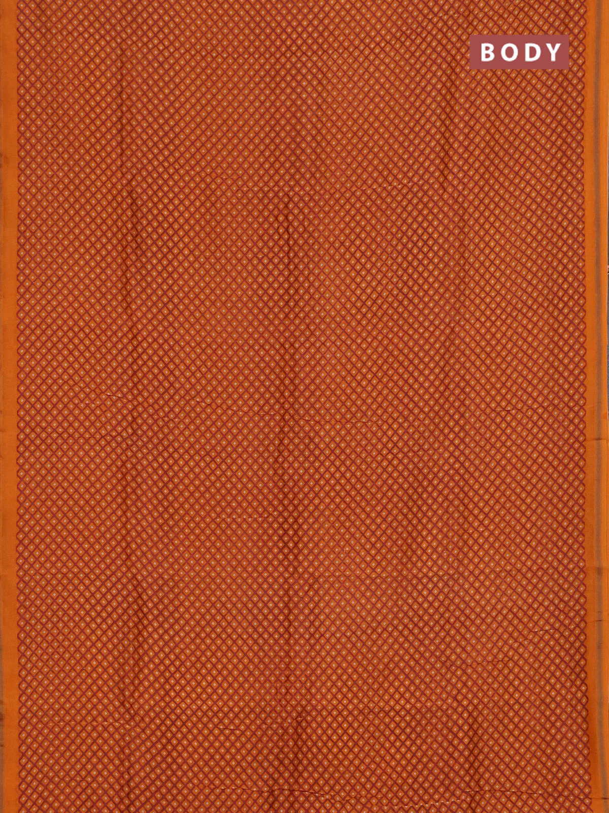 Chanderi silk cotton saree orange with allover geometric prints and banarasi style border - Image 2