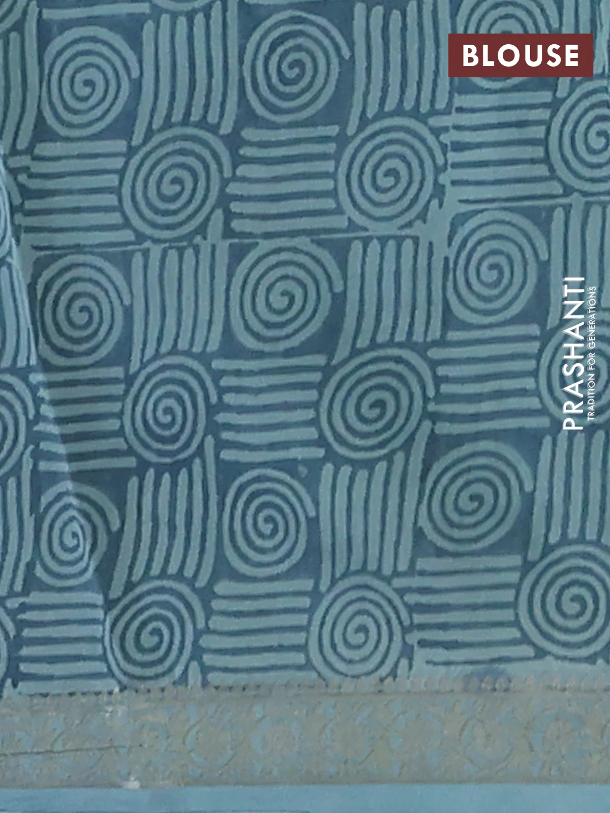 Chanderi silk cotton saree pastel green shade with allover prints and zari woven border - Image 4