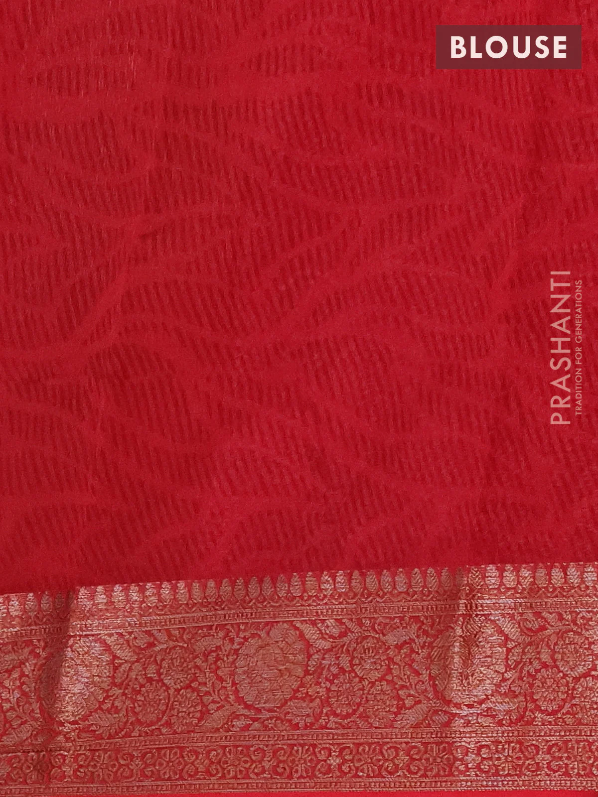 Chanderi silk cotton saree pink and red with allover prints and banarasi style border - Image 4