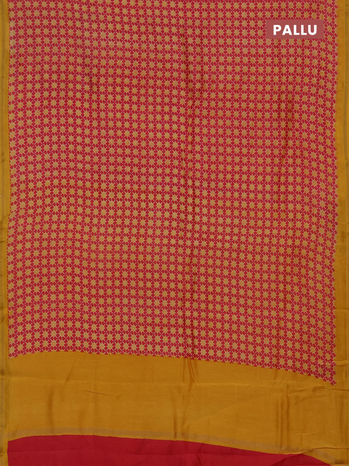 Chanderi silk cotton saree pink and yellow with allover prints and zari woven borde - Image 3