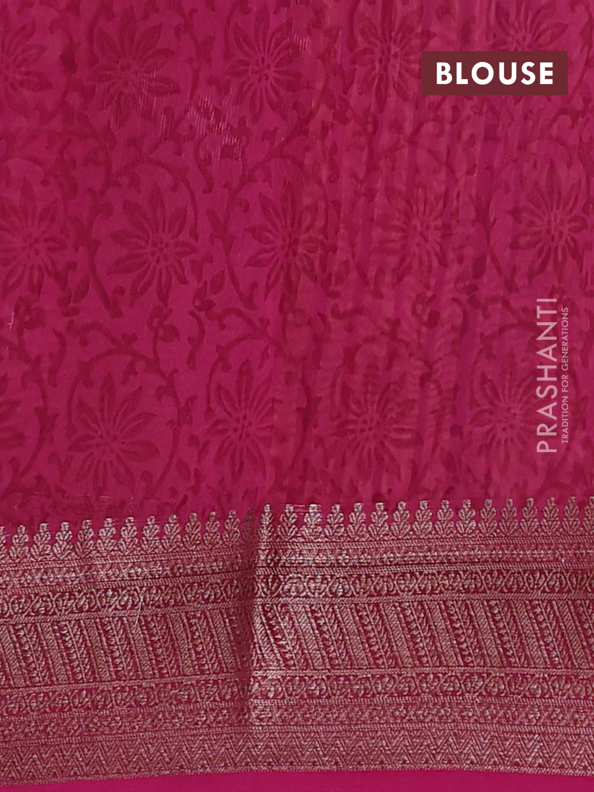 Chanderi silk cotton saree pink with allover butta prints and banarasi style border - Image 4