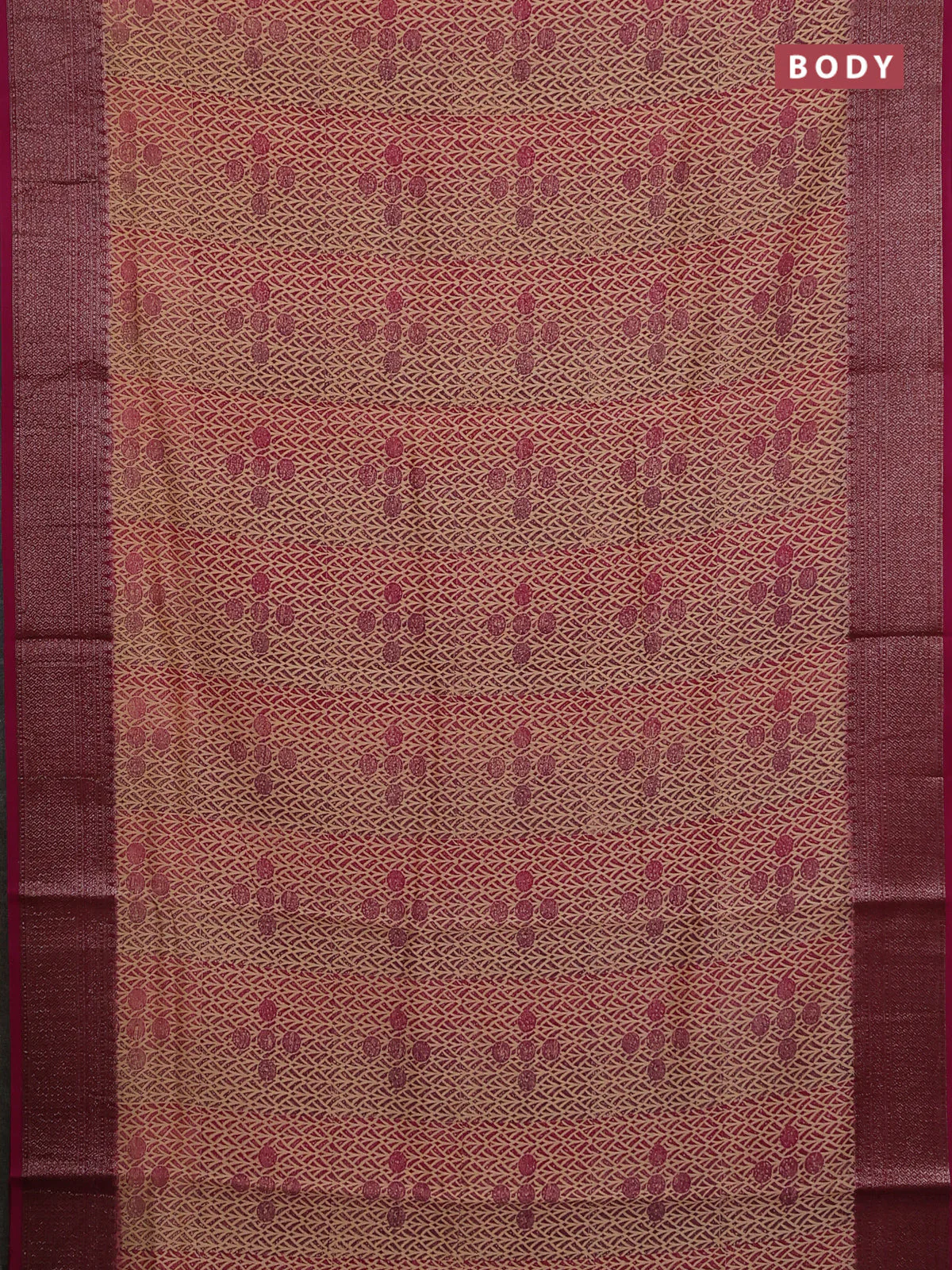 Chanderi silk cotton saree pink with allover prints and banarasi style border - Image 2