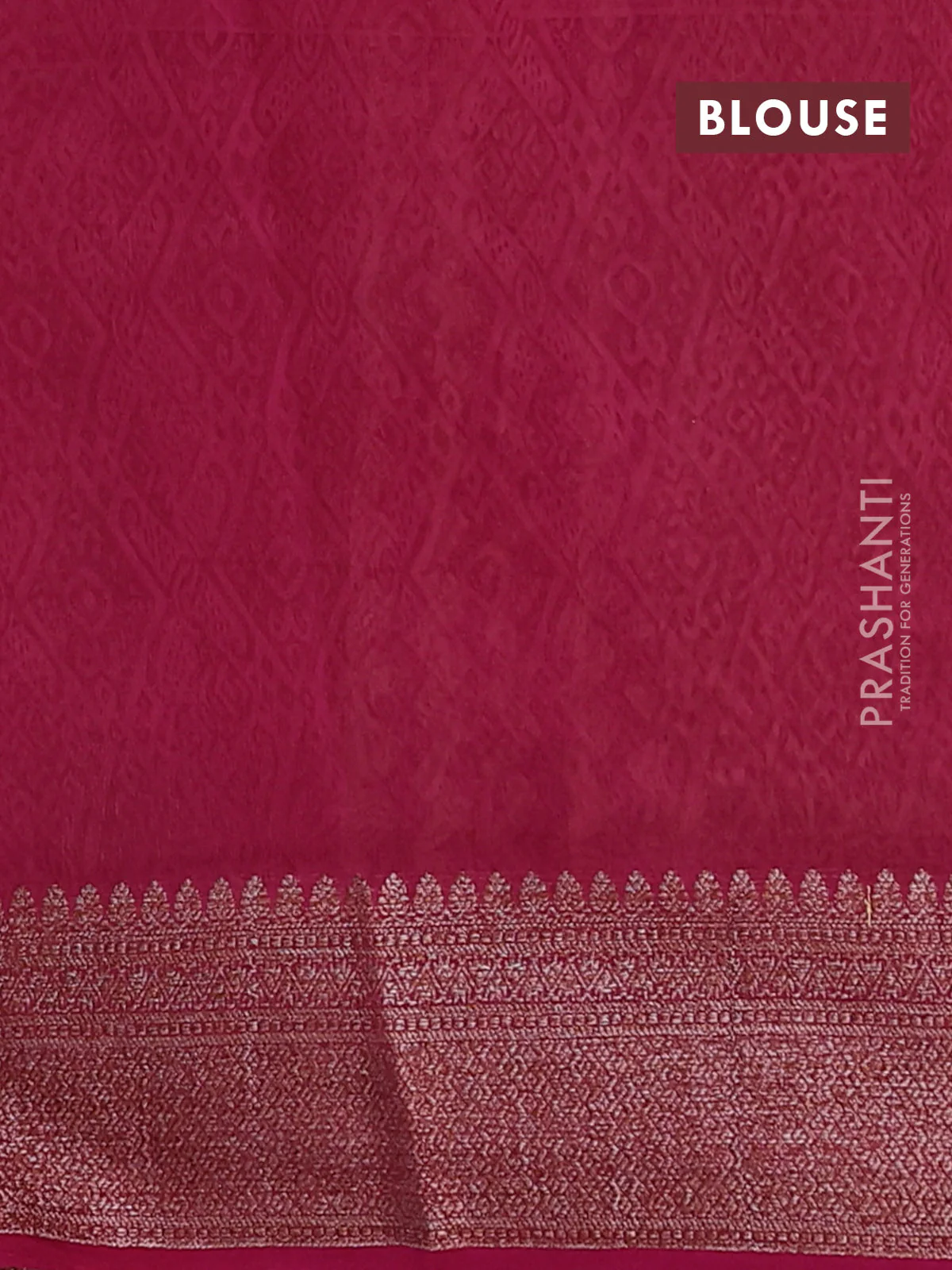 Chanderi silk cotton saree pink with allover prints and banarasi style border - Image 4