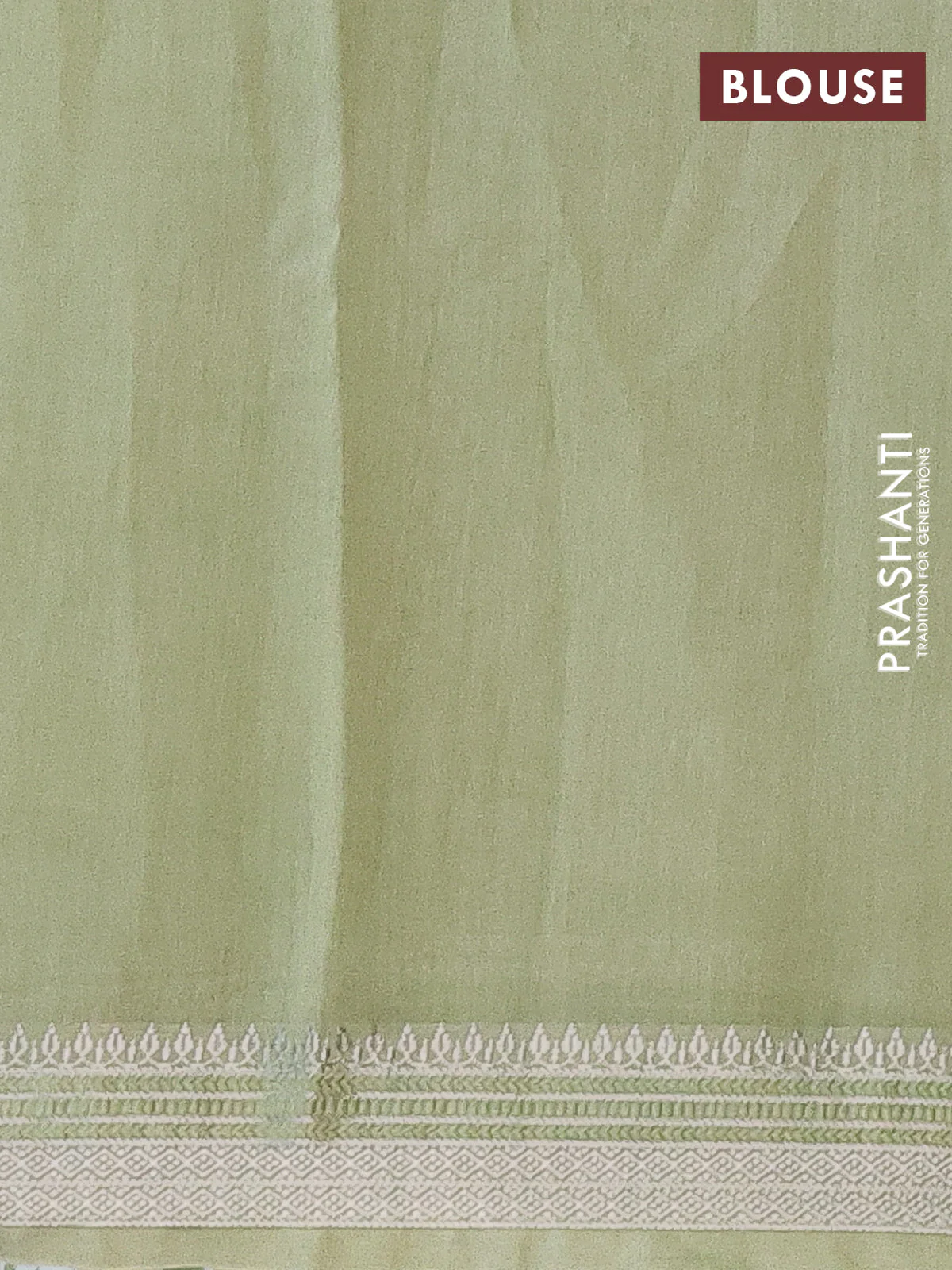 Chanderi silk cotton saree pista green shade with allover floral prints and silver zari woven border - Image 4