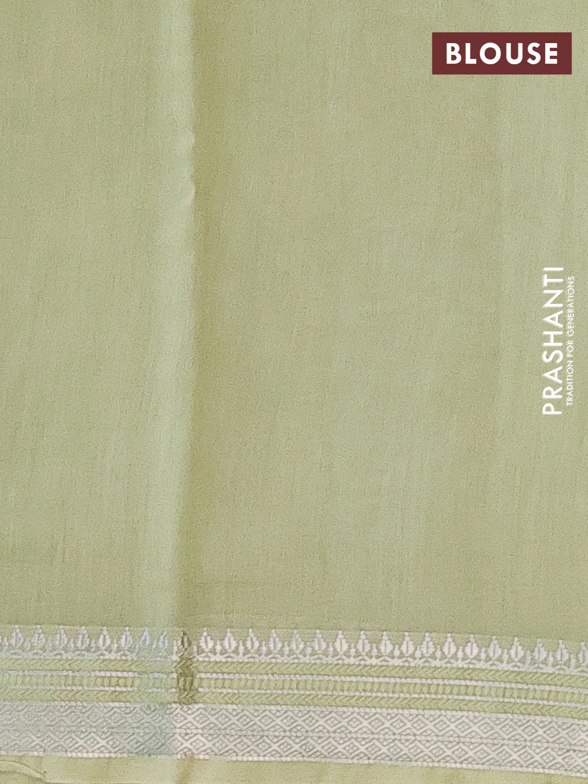 Chanderi silk cotton saree pista green with allover floral prints and zari woven border - Image 4