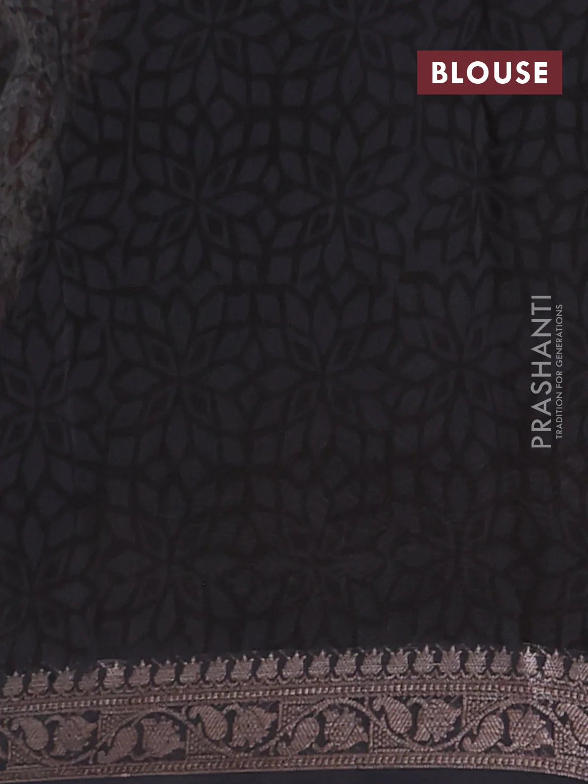 Chanderi silk cotton saree red and black with allover paisley prints and banarasi style border - Image 4