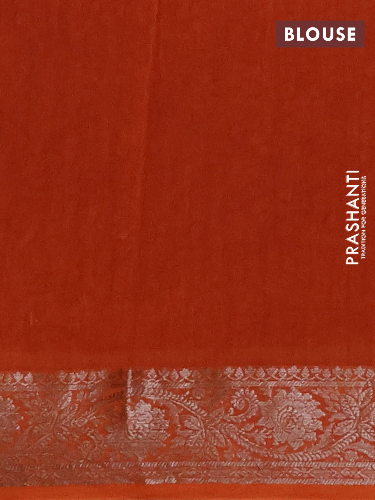 Chanderi silk cotton saree rust shade and orange with allover prints and banarasi style border - Image 4