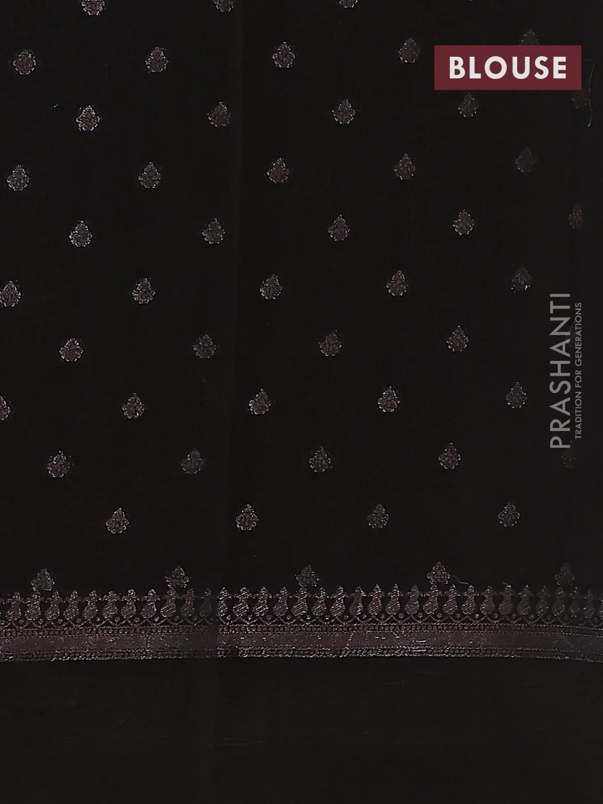 Chanderi silk cotton saree sandal and black with allover ajrakh prints & woven butats and printed border - Image 4