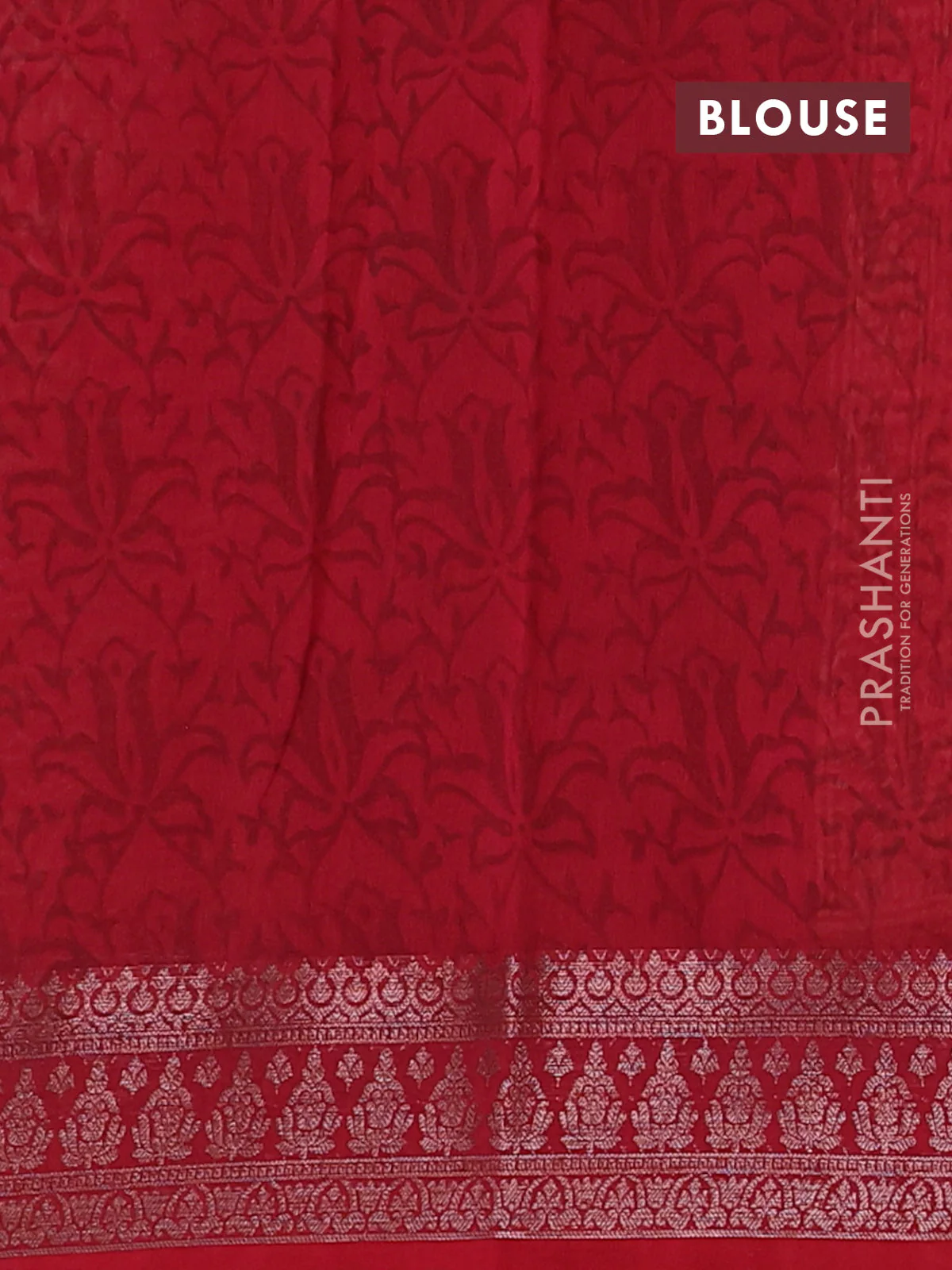Chanderi silk cotton saree sandal and maroon with allover prints and banarasi style border - Image 4