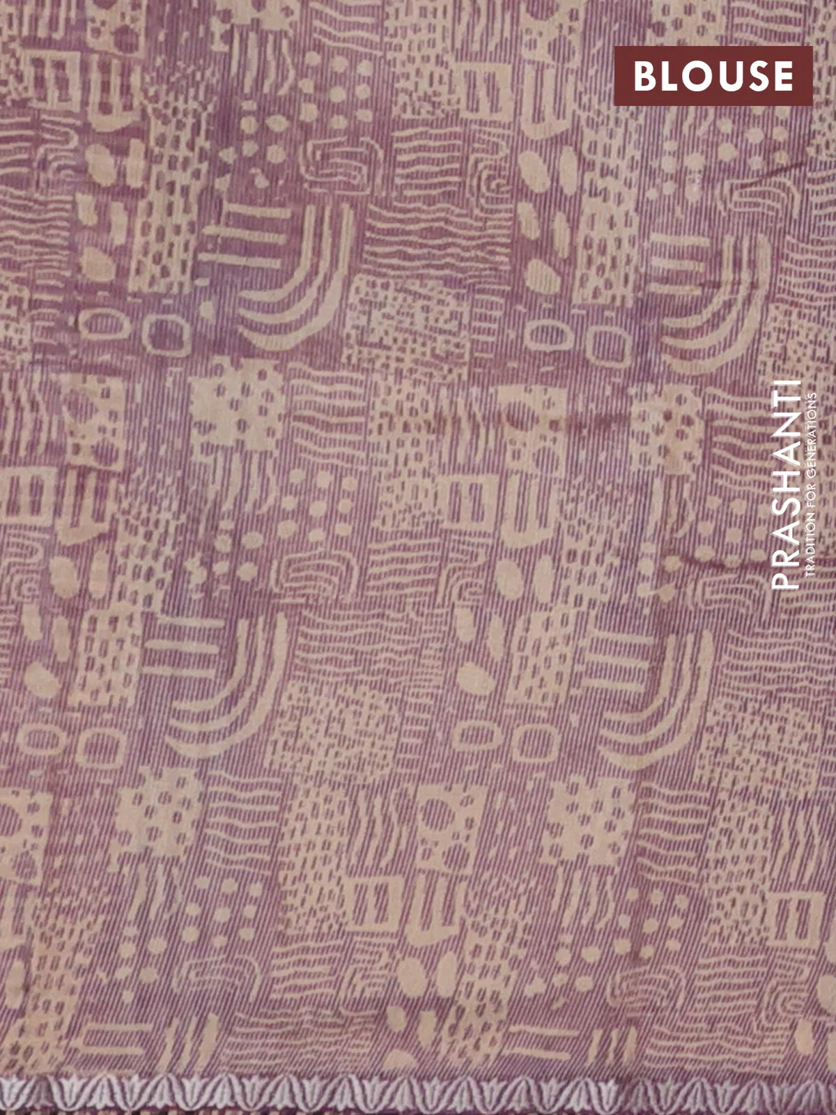 Chanderi silk cotton saree sandal and purple shade with allover prints and small zari woven border - Image 4