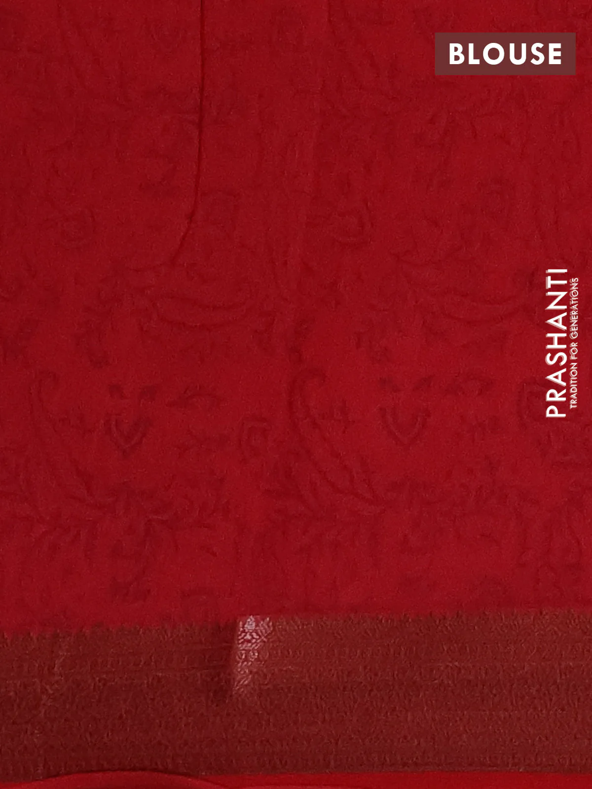 Chanderi silk cotton saree sandal and red with allover geometric prints and banarasi style border - Image 4