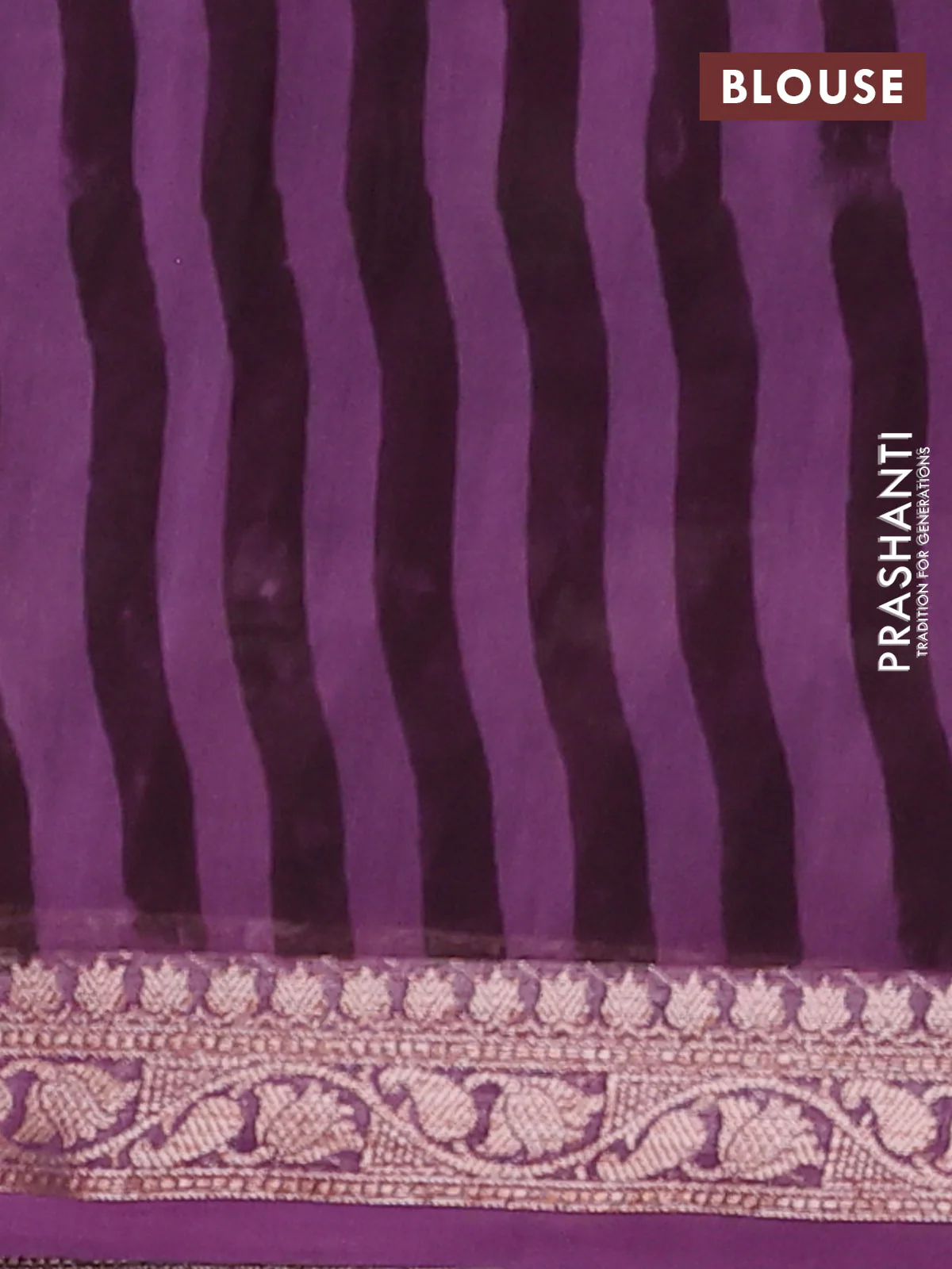 Chanderi silk cotton saree wine shade and beige with allover geometric prints and banarasi style border - Image 4
