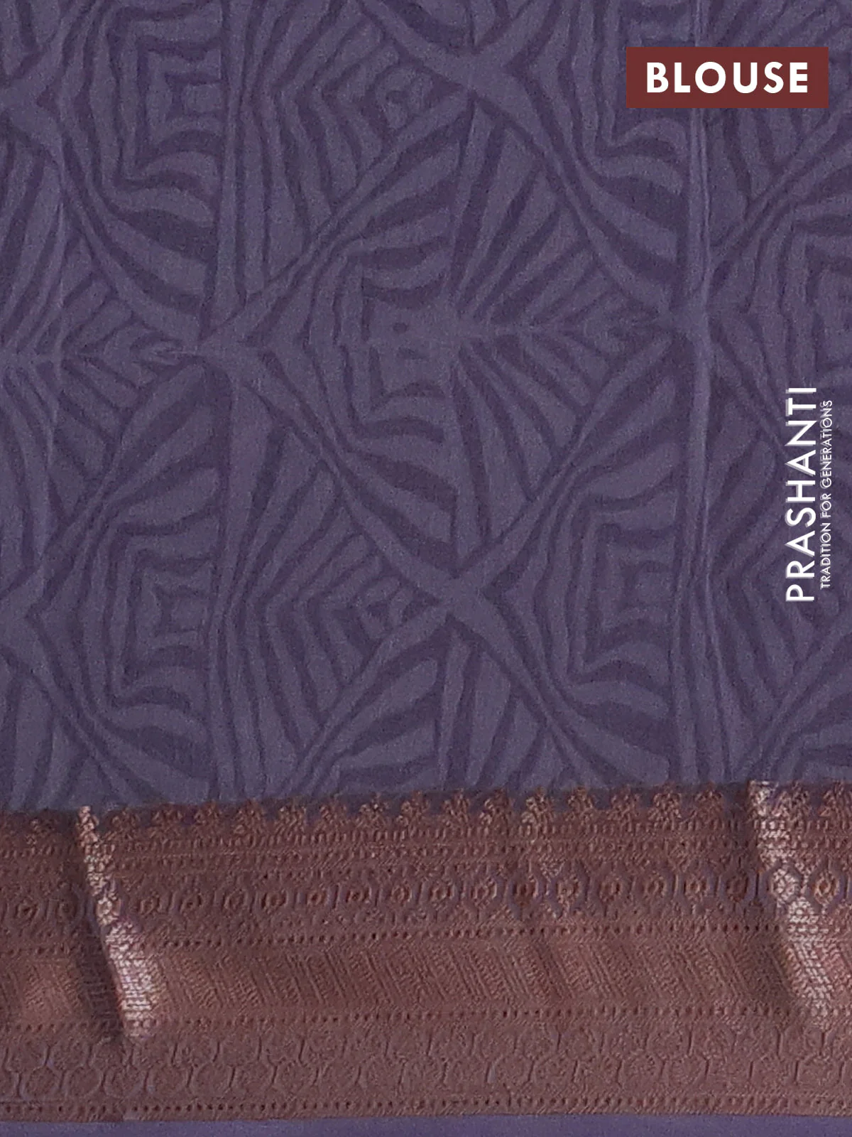 Chanderi silk cotton saree wine shade and grey with allover zig zag prints and banarasi style border - Image 4