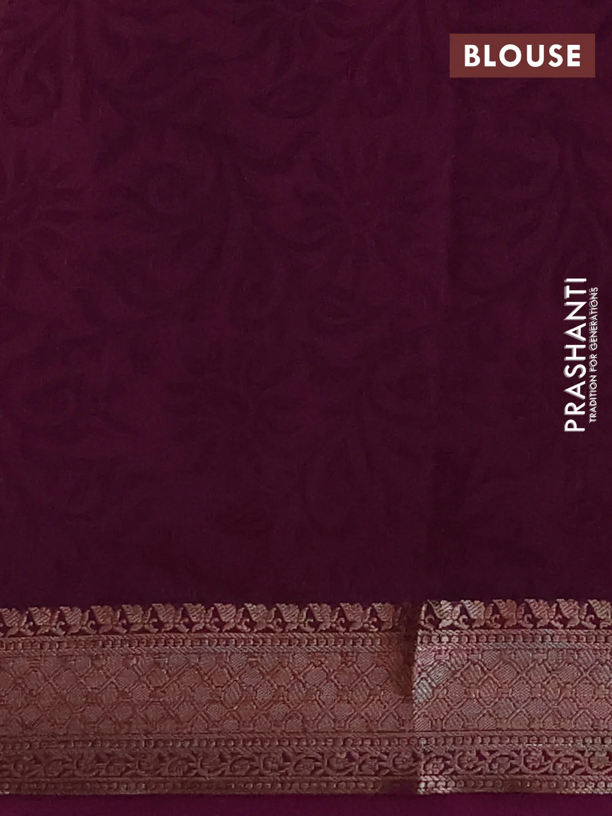 Chanderi silk cotton saree wine shade with allover prints and banarasi style border - Image 4