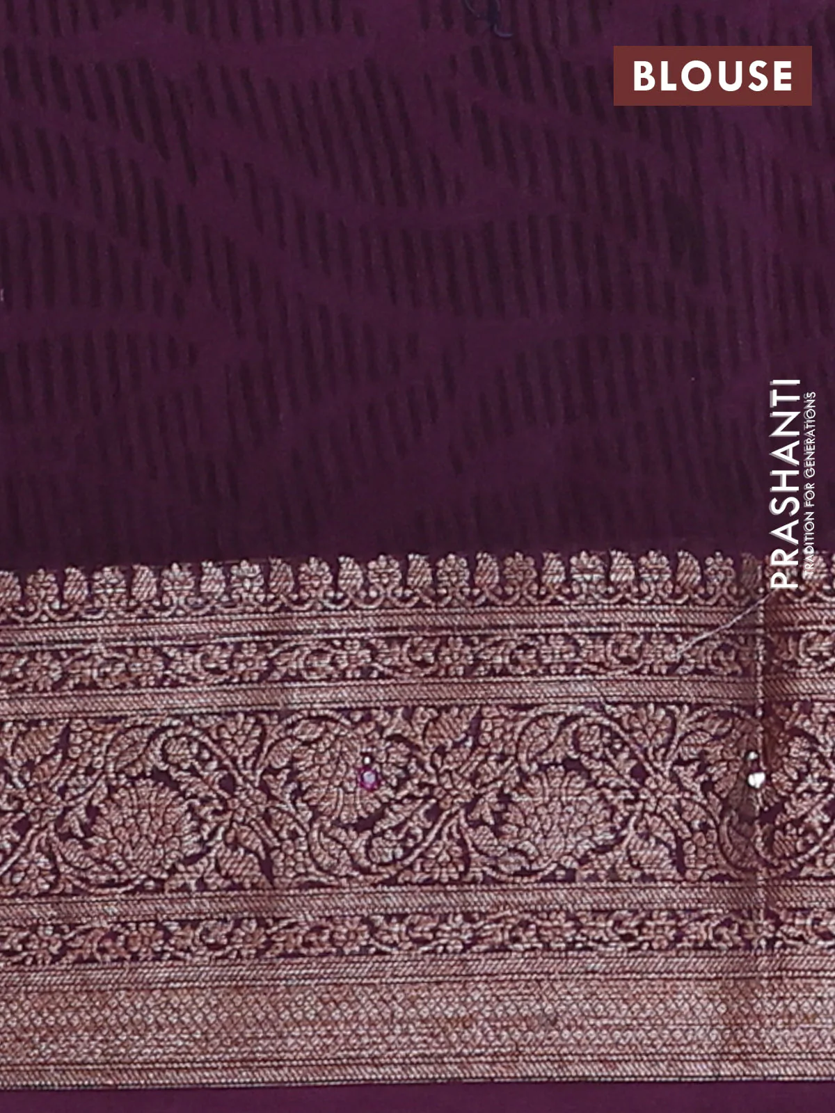 Chanderi silk cotton saree wine shade with allover prints & mirror work and banarasi style border - Image 4