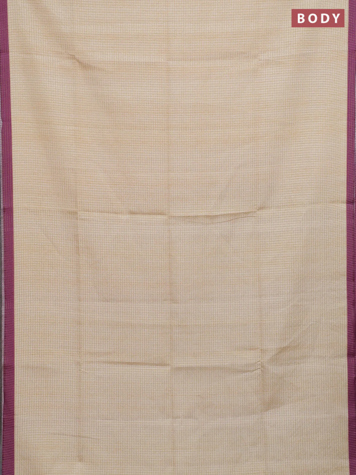 Chappa saree cream and wine shade with allover zari checked pattern and madhubani printed pallu - Image 2