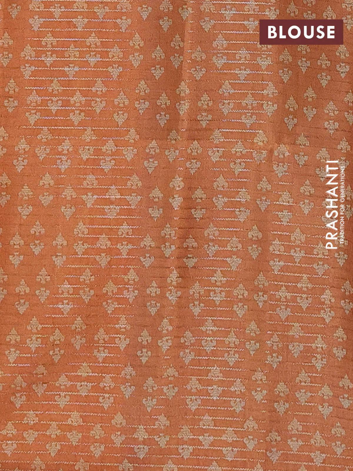 Chappa saree cs blue and orange with allover small zari checked pattern & prints and piping border - Image 4