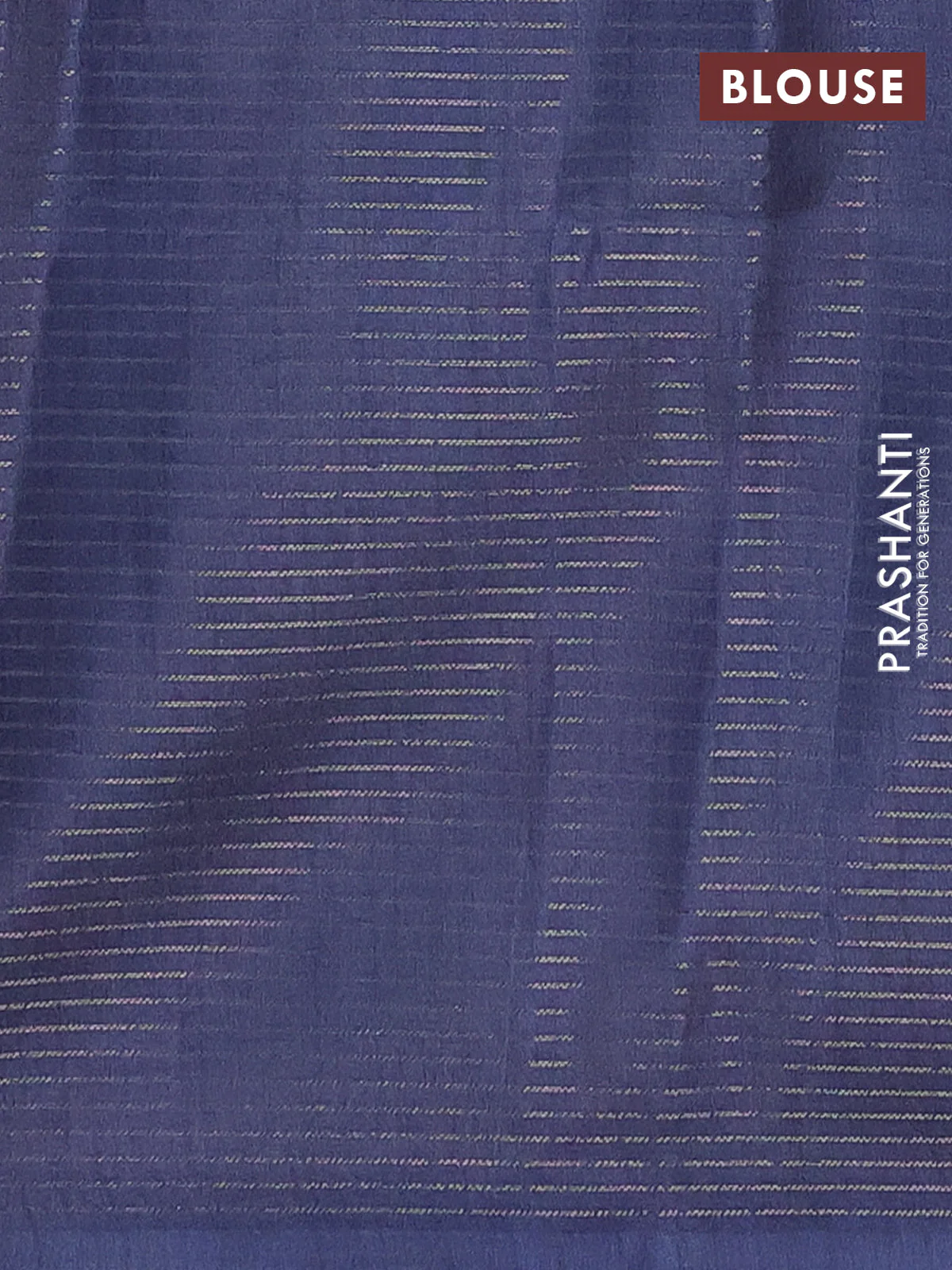 Chappa saree dark blue and beige with allover small zari checked pattern and floral digital printed pallu - Image 4