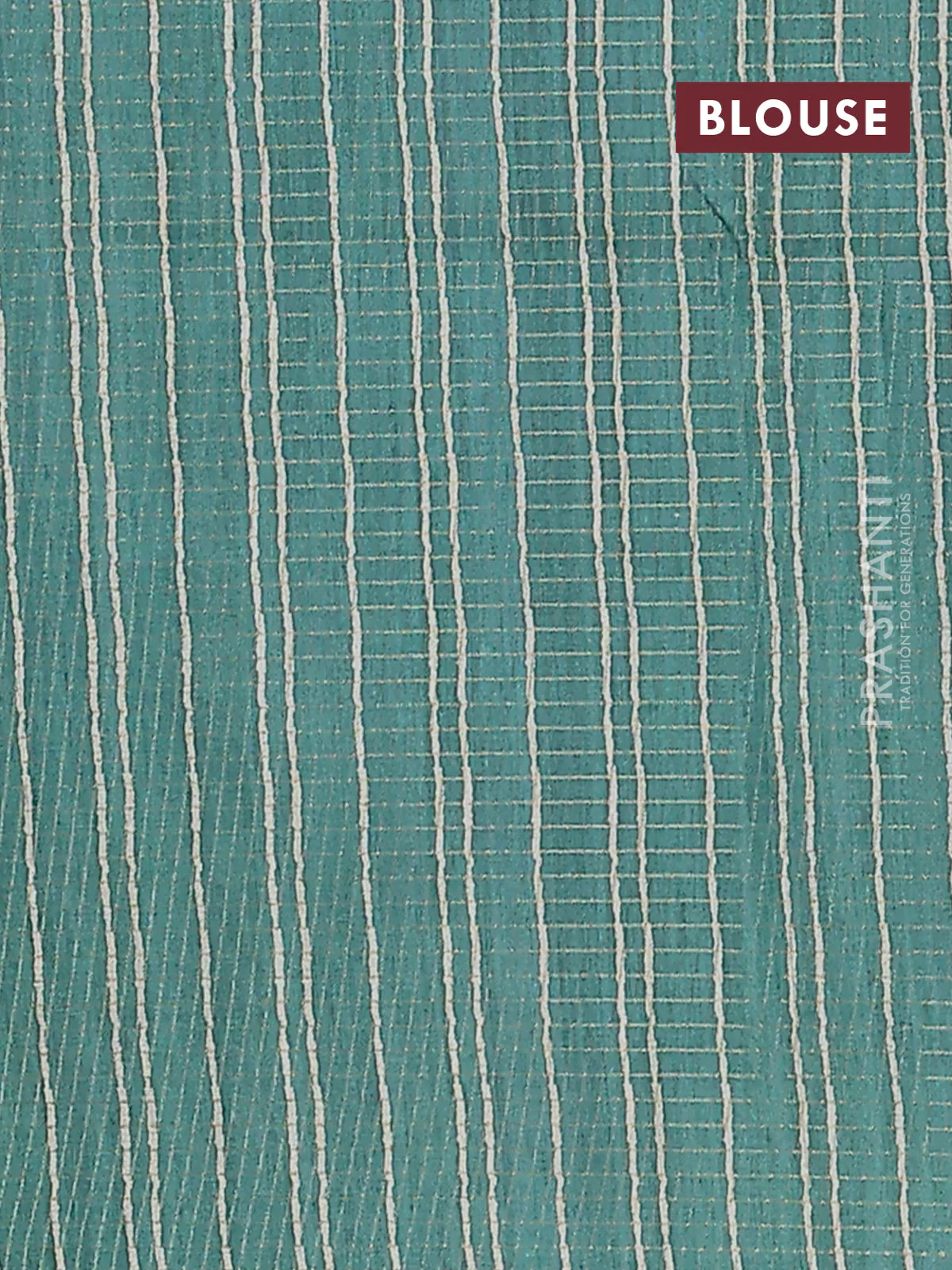 Chappa saree dark military green and green with allover zari checked pattern and printed pallu - Image 4