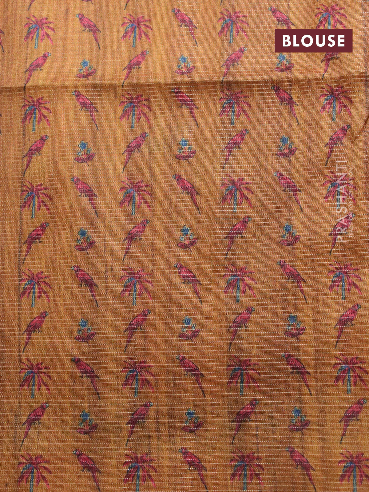 Chappa saree dark mustard and beige with allover vairosi pattern & butta prints and printed border - Image 4