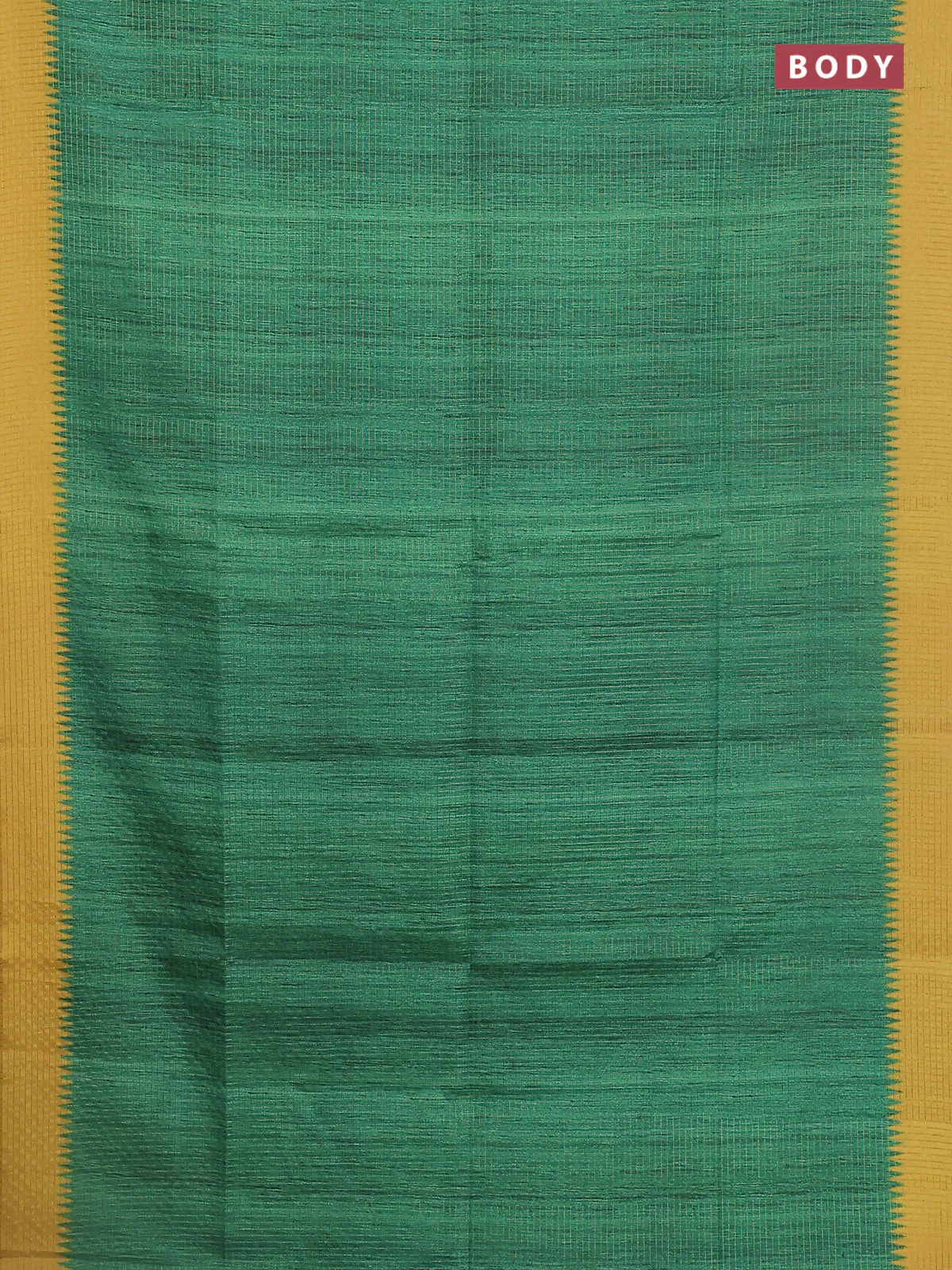 Chappa saree green and yellow with allover zari checked pattern and printed pallu - Image 2