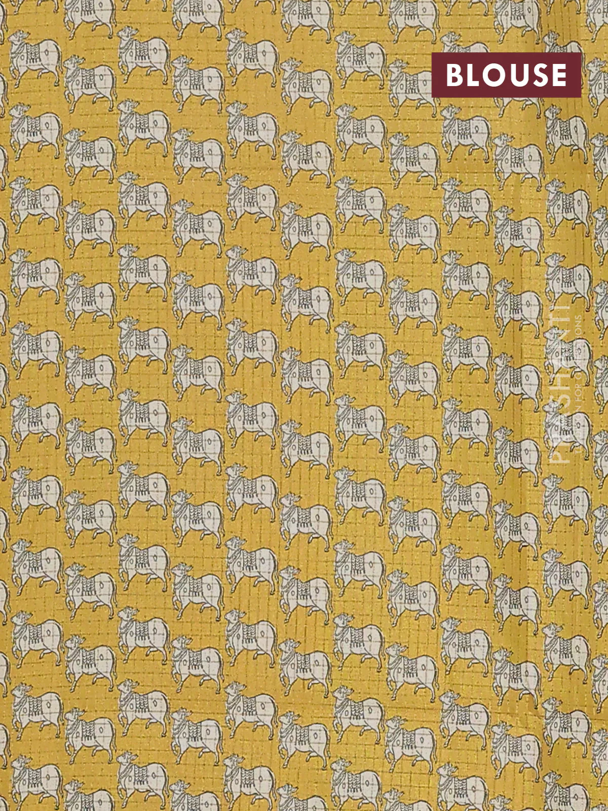 Chappa saree green and yellow with allover zari checked pattern and printed pallu - Image 4