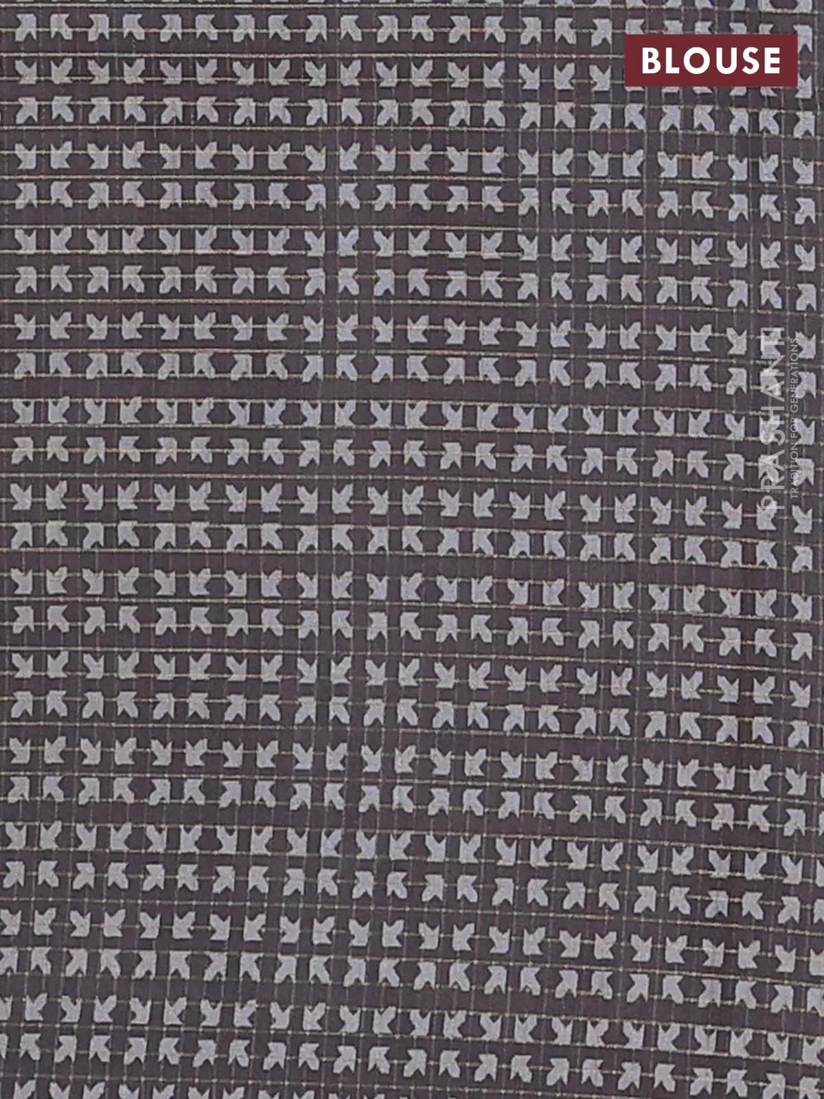 Chappa saree grey and black with allover zari checked pattern and printed pallu - Image 4