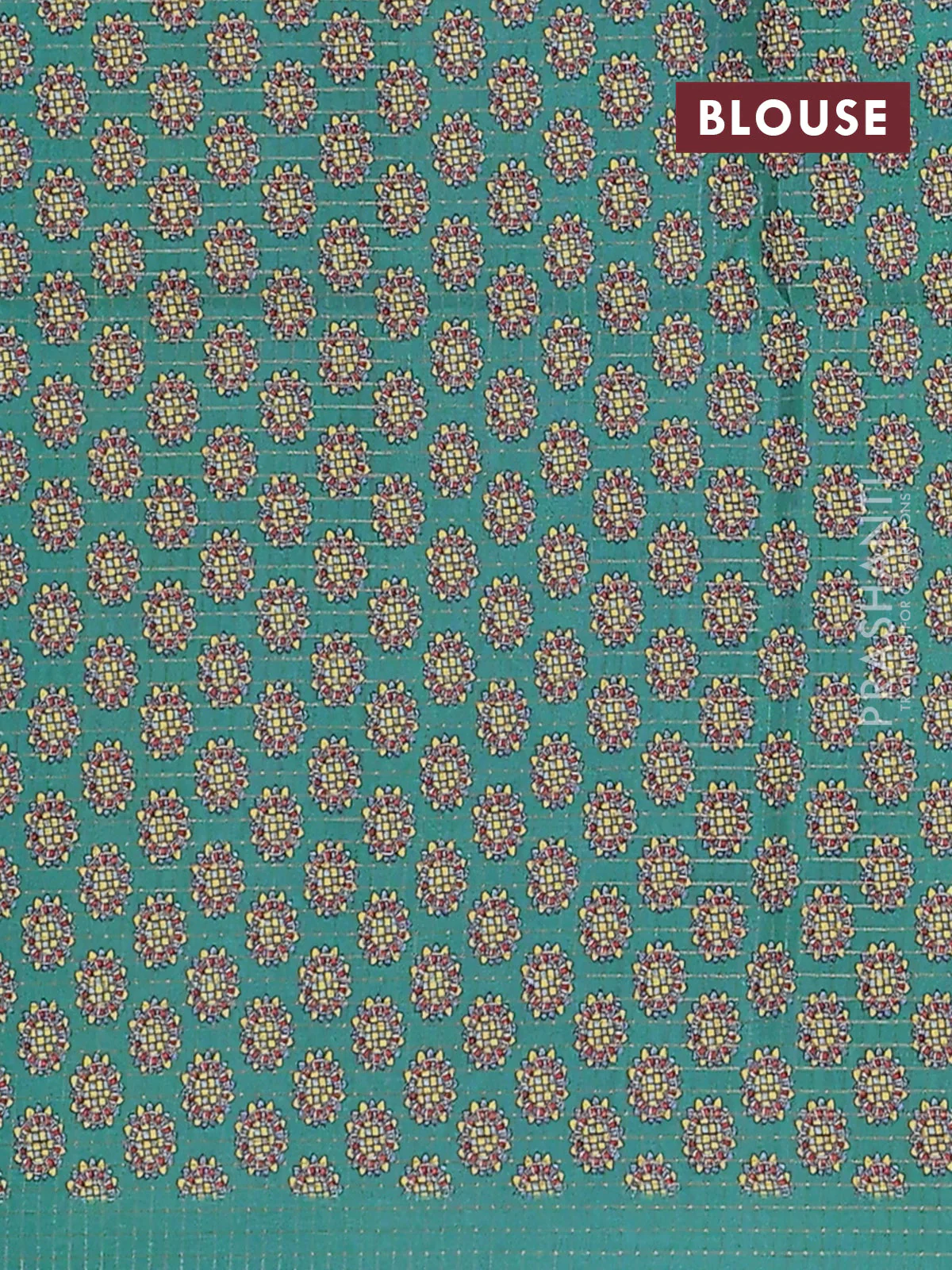 Chappa saree lavender and teal blue with allover zari checked pattern and madhubani printed pallu - Image 4