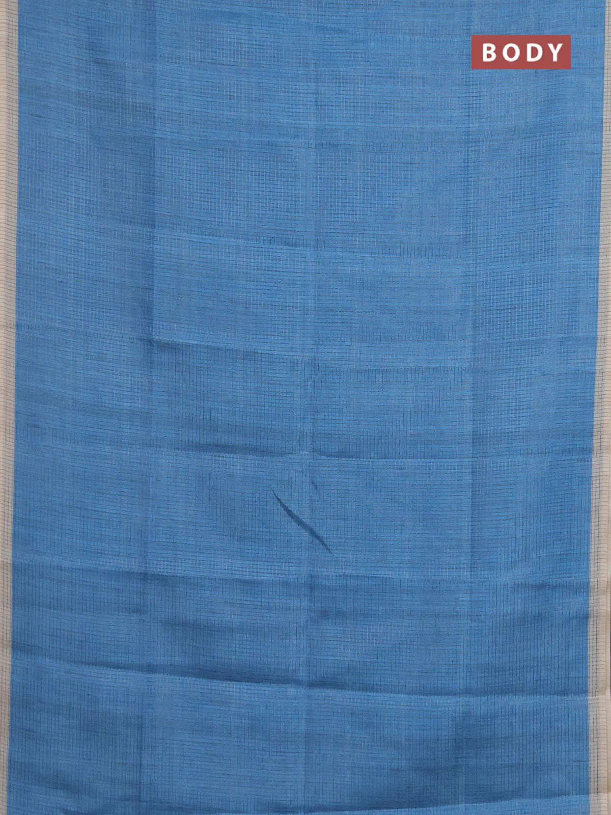 Chappa saree light blue and grey with allover small zari checked pattern and elephant butta prints - Image 2