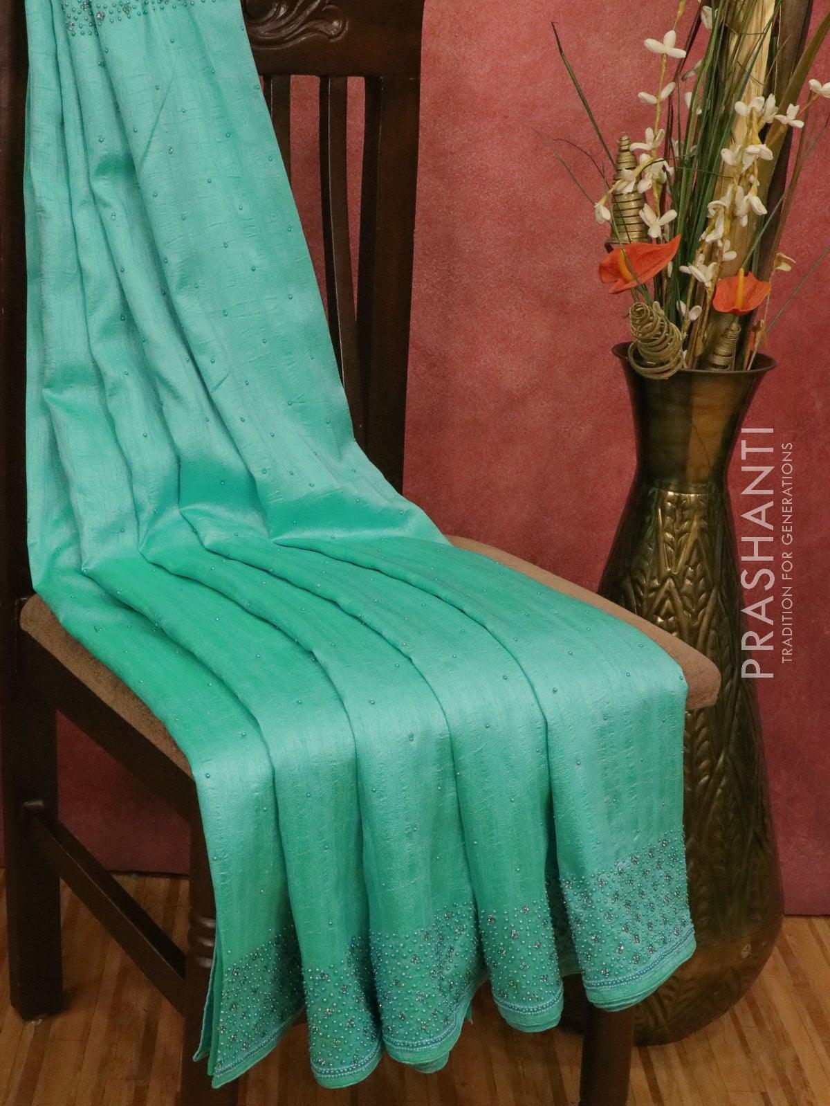 Chappa saree light blue with embroidery beads & stone work - Image 2