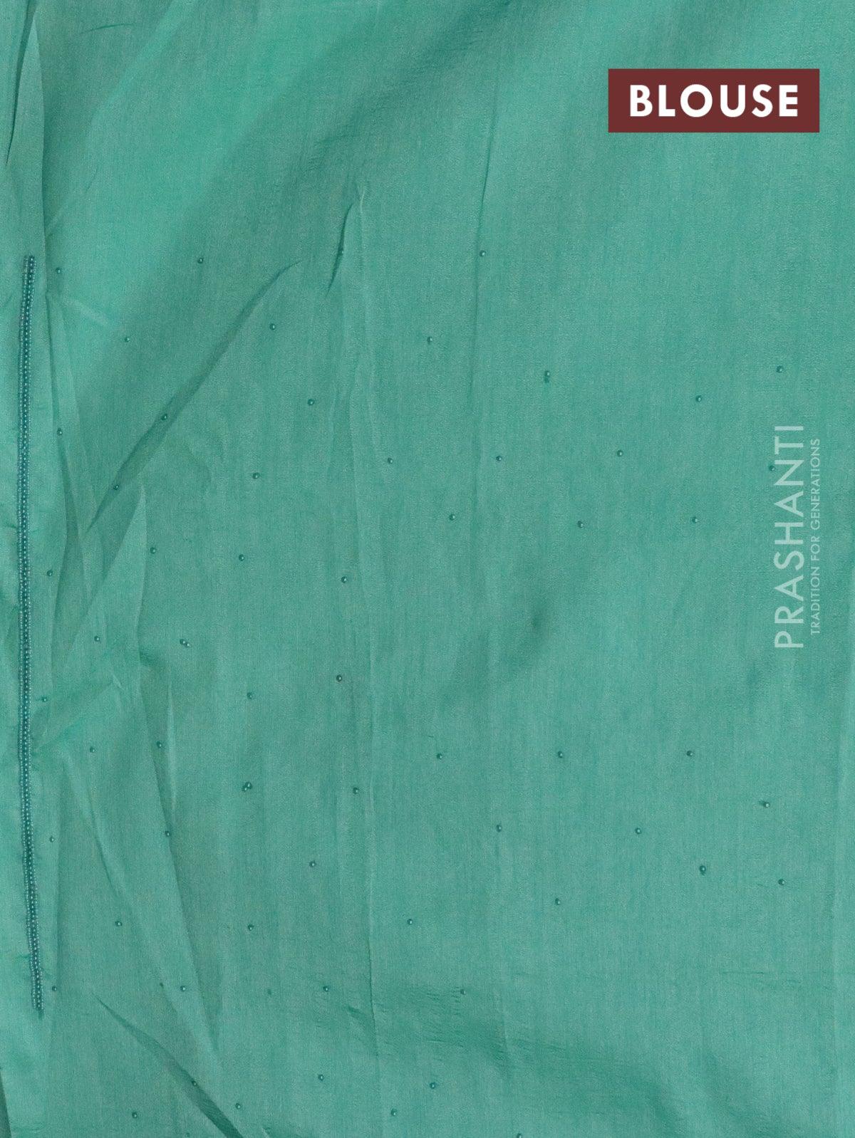 Chappa saree light blue with embroidery beads & stone work - Image 4
