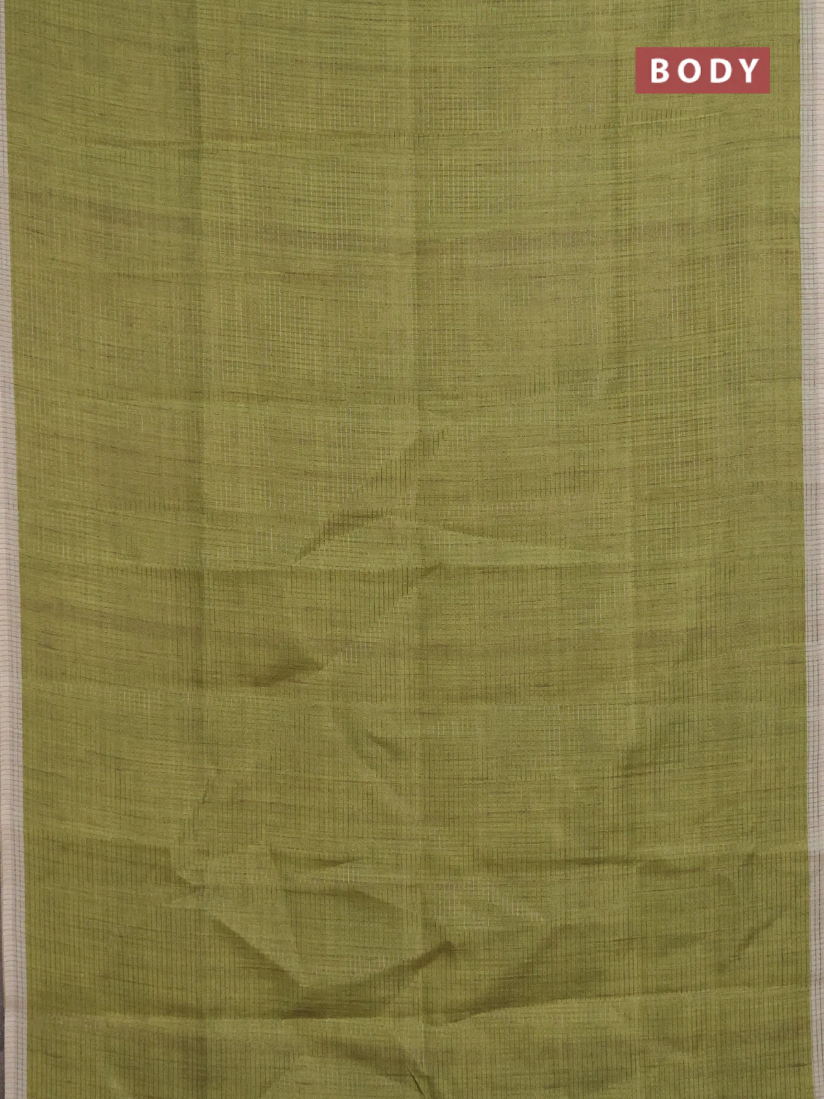 Chappa saree light green and beige with allover small zari checked pattern and elephant butta prints - Image 2
