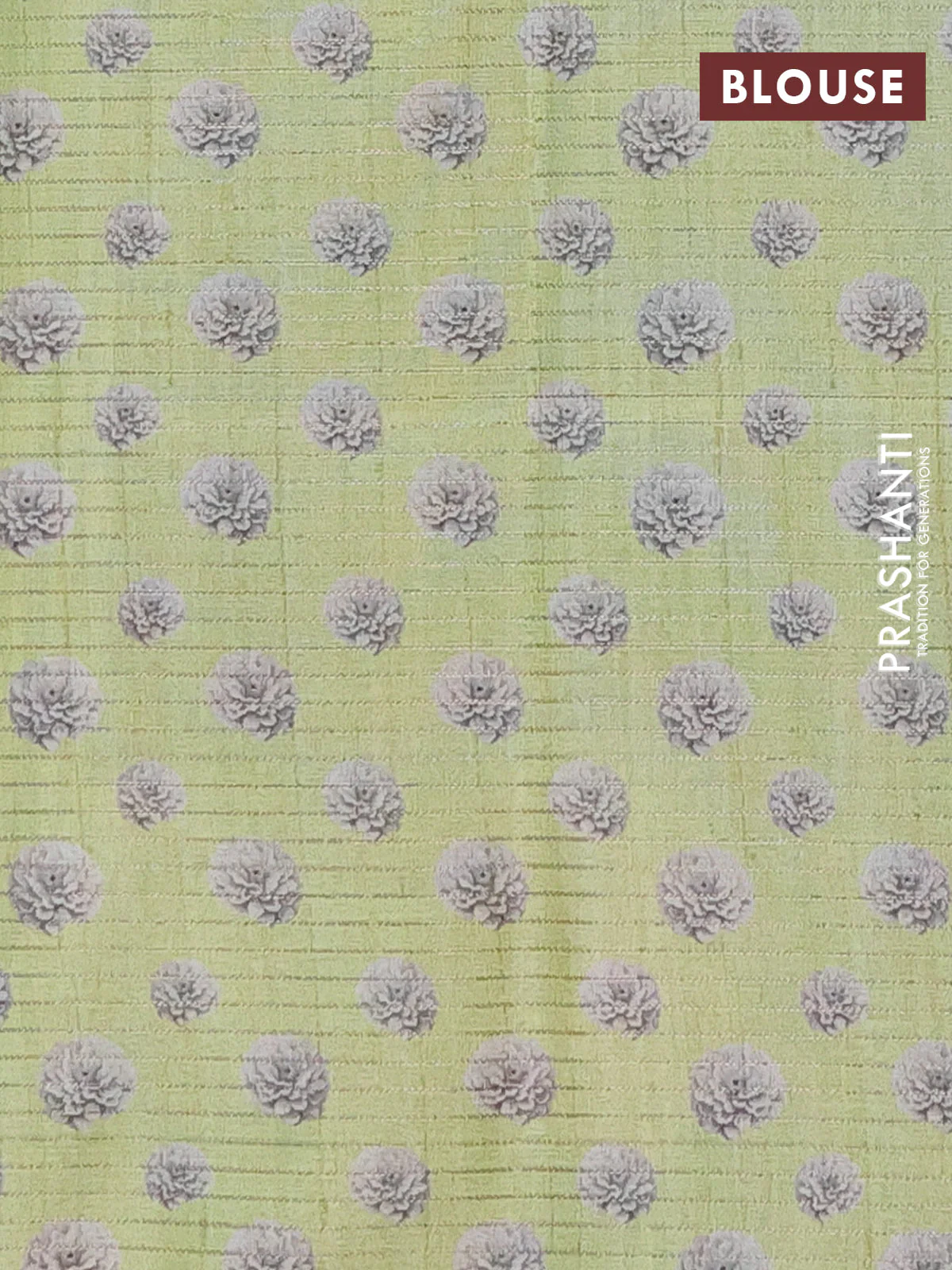 Chappa saree light green and black with allover small zari checked pattern & floral digital prints and ganga jamuna border - Image 4