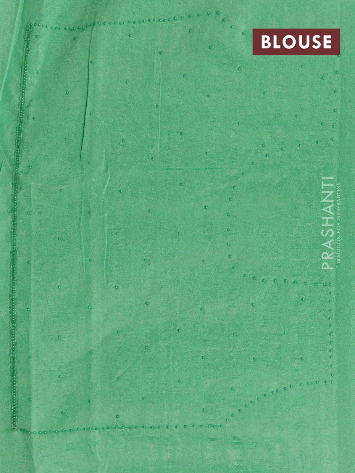 Chappa saree light green with stone & beaded embroidery work - Image 4