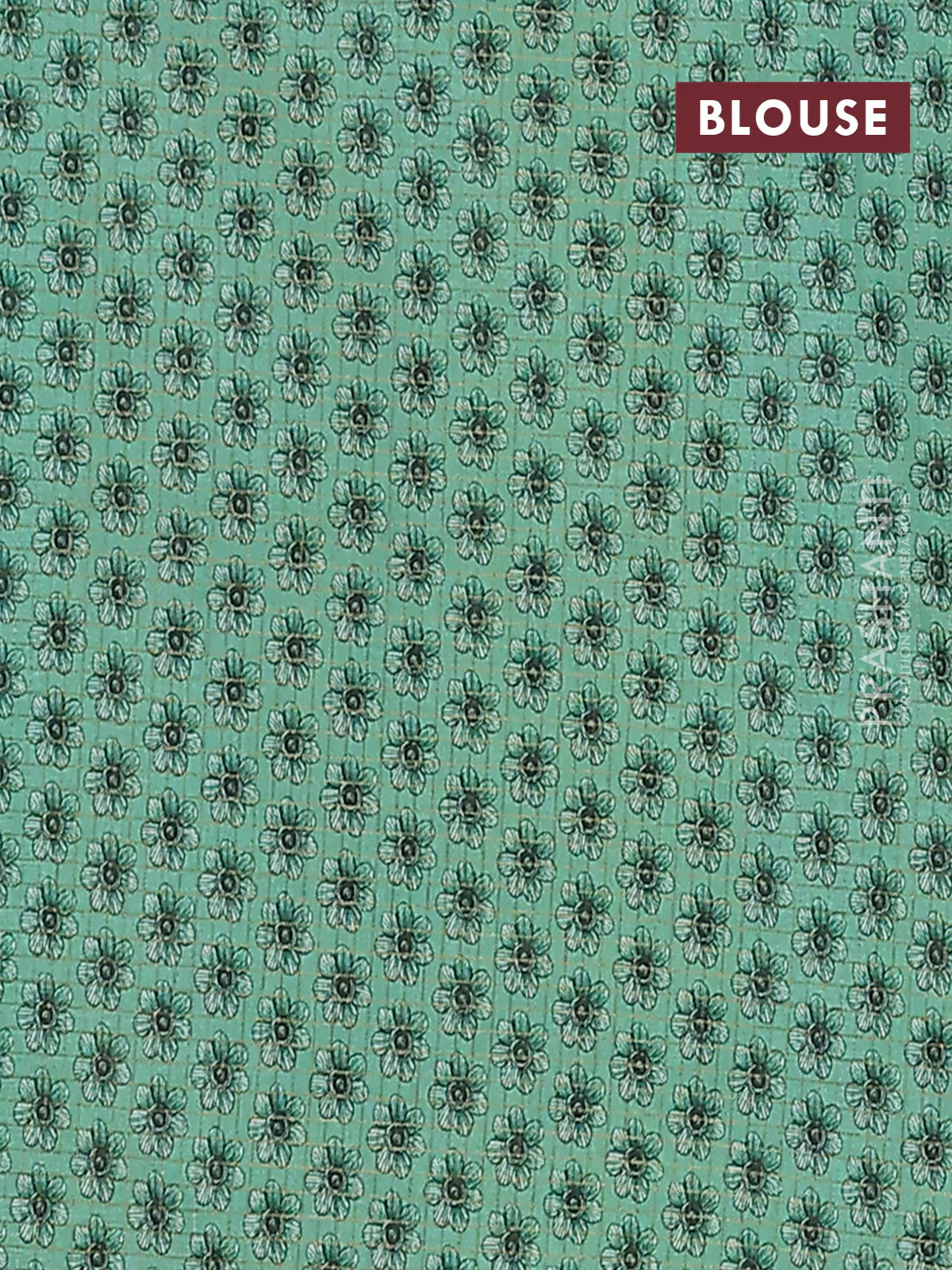 Chappa saree maroon and teal green with allover zari checked pattern and madhubani printed pallu - Image 4