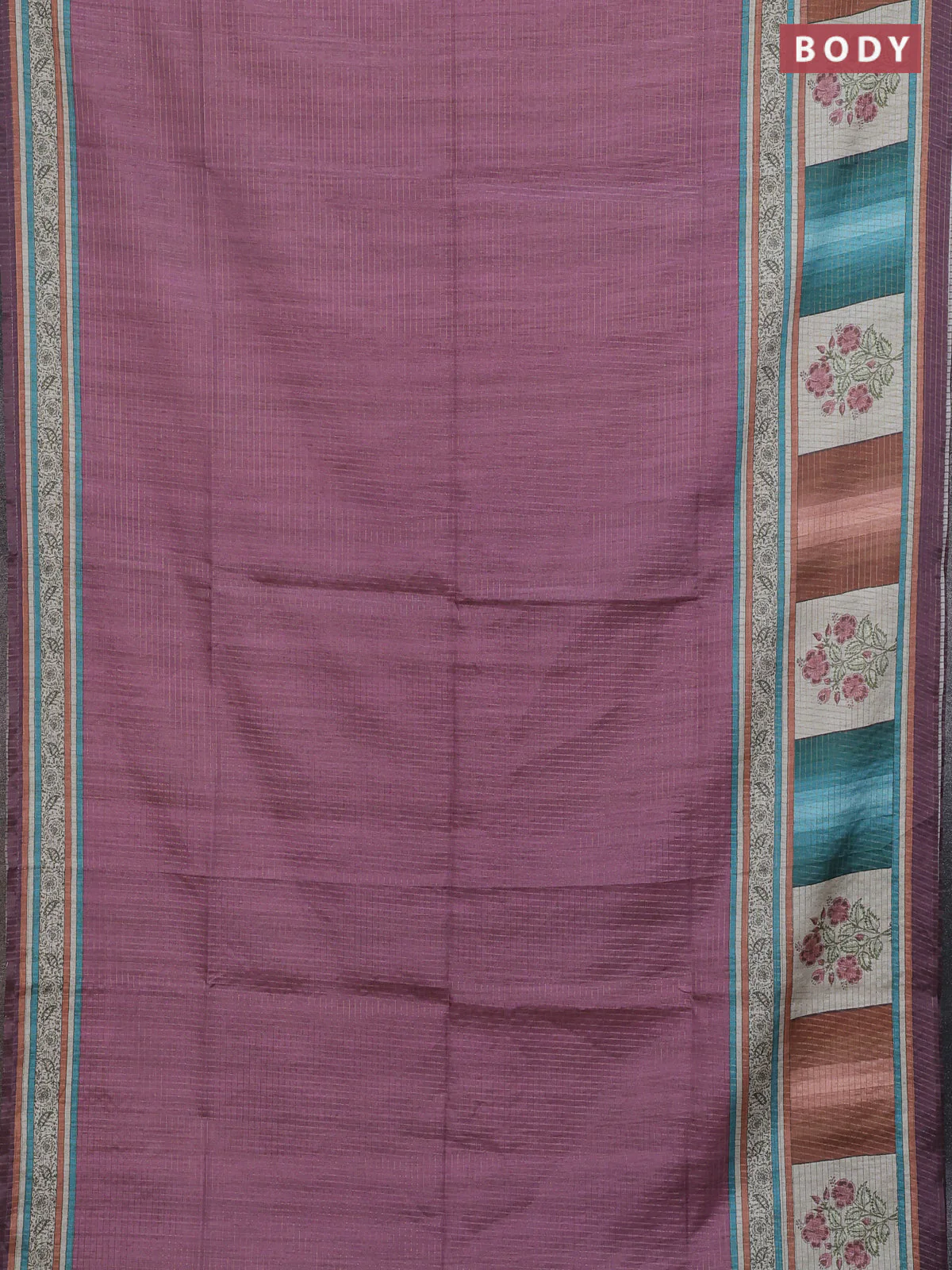 Chappa saree mauve pink with allover zari checked pattern and printed pallu - Image 2